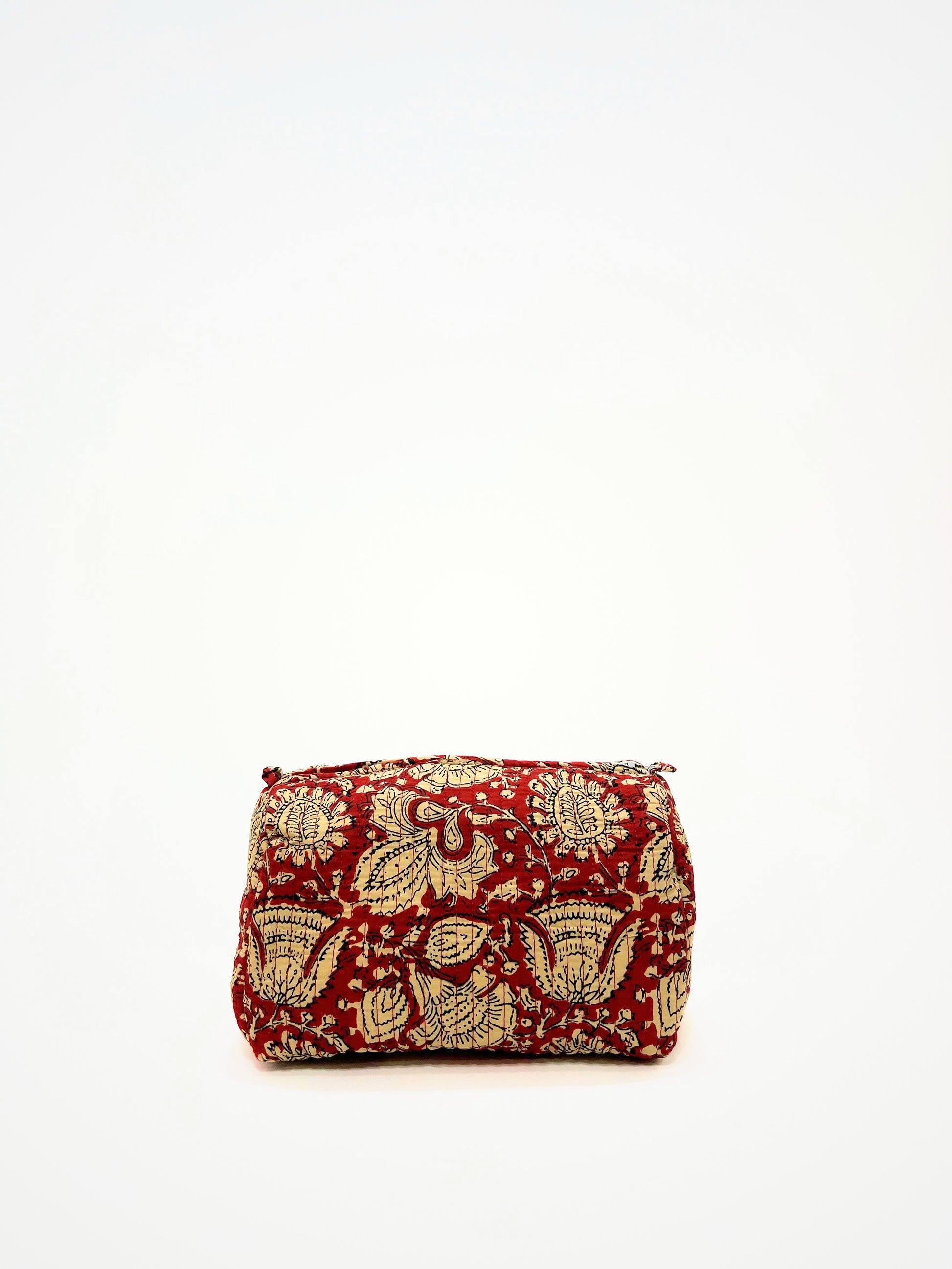 Beauty Case In Cotone Stampato Rosso, Printed Cotton Red Beauty Case