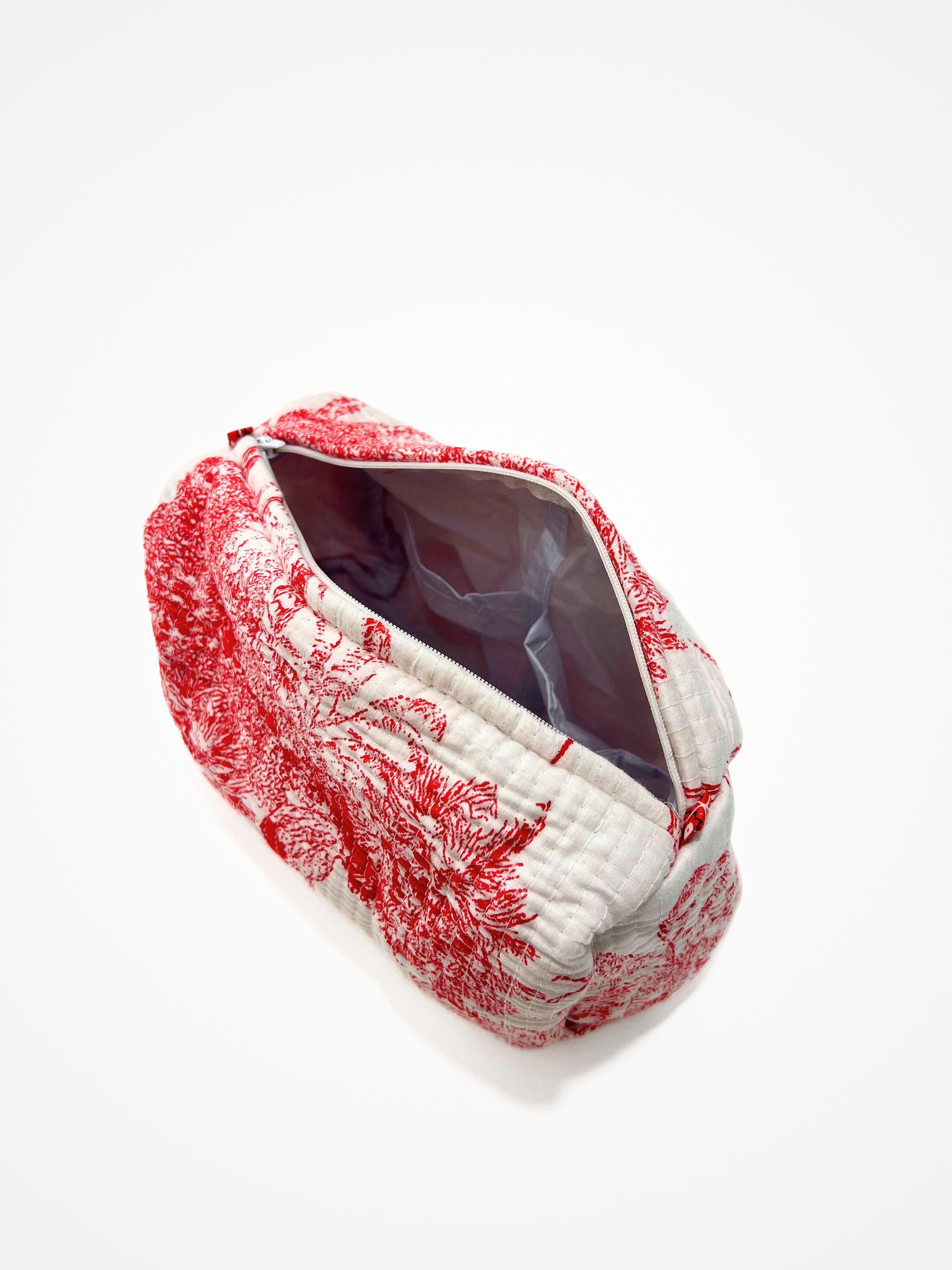 Beauty Case Bianco Rosso, Cotton Beauty Case White Red