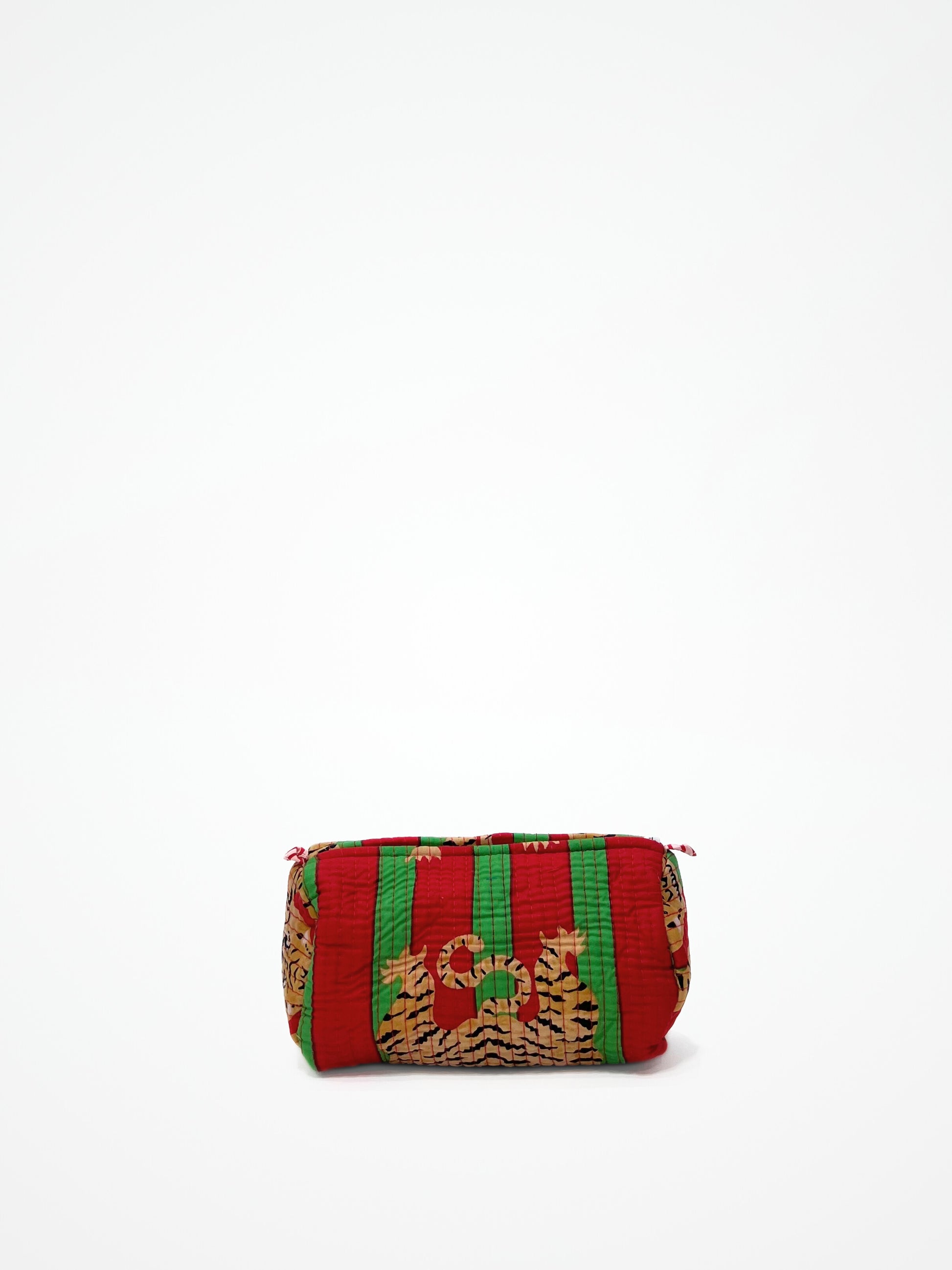Beauty Case Tigri Rosso Verde, Cotton Beauty Case Tigers Red Green