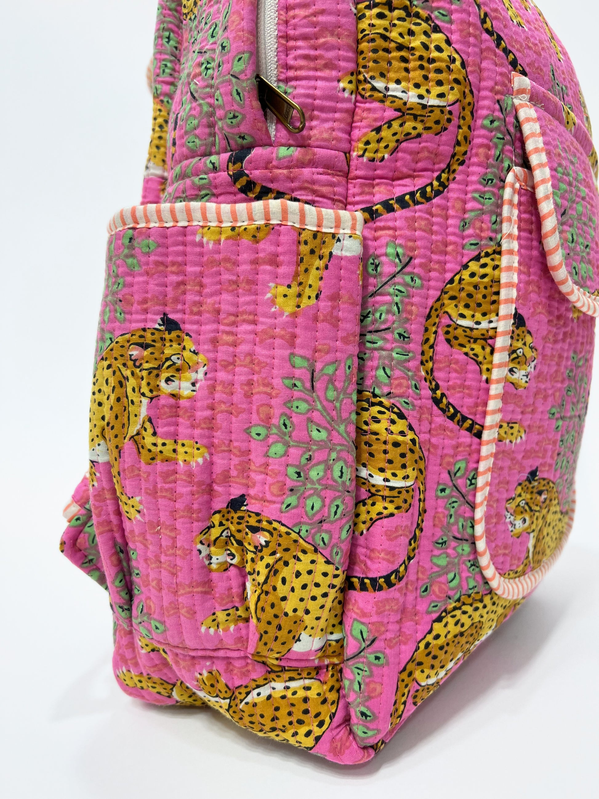 Zaino Cotone Trapuntato Rosa, Quilted Cotton Backpack Pink