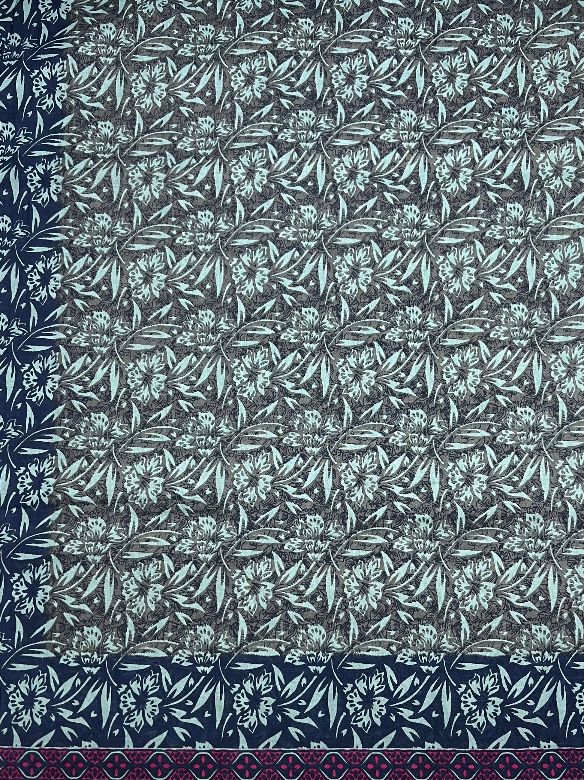 Sciarpa-Pareo In Puro Cotone Blu, Cotton Scarf-Beach Wrap Navy Blue