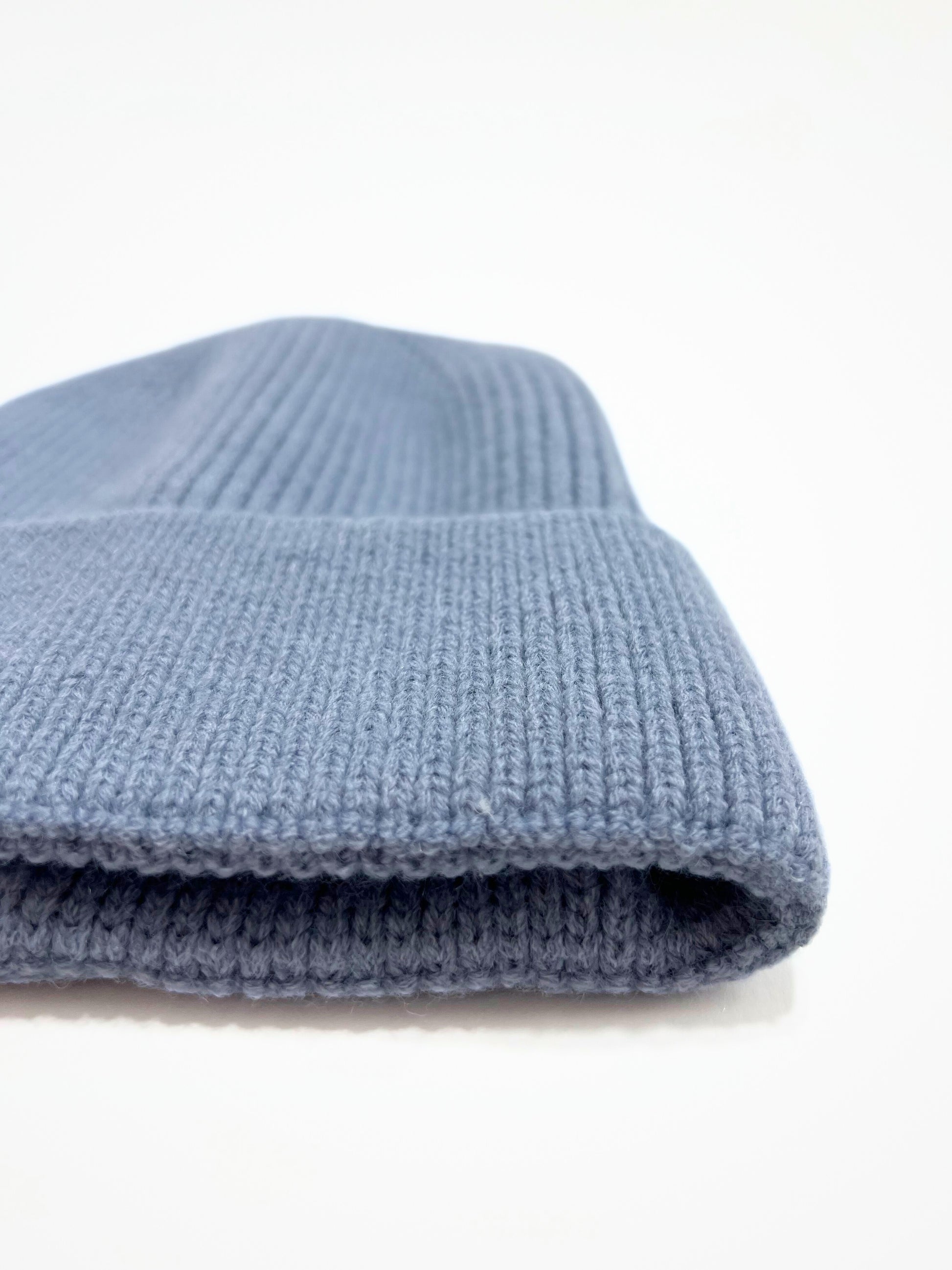 Berretto A Coste Azzurro, Ribbed Beanie Pastel Blue