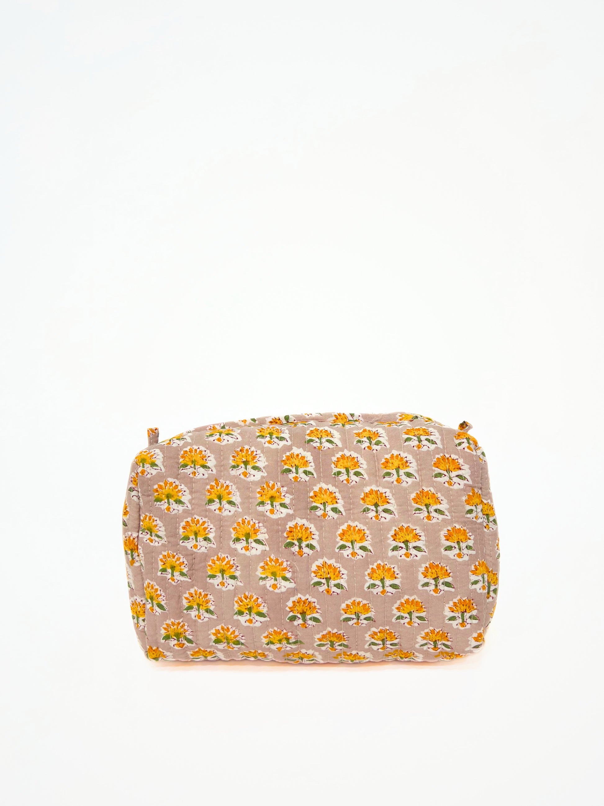 Beauty Case In Cotone Stampato Rosa Cipria, Printed Cotton Powder Pink Beauty Case