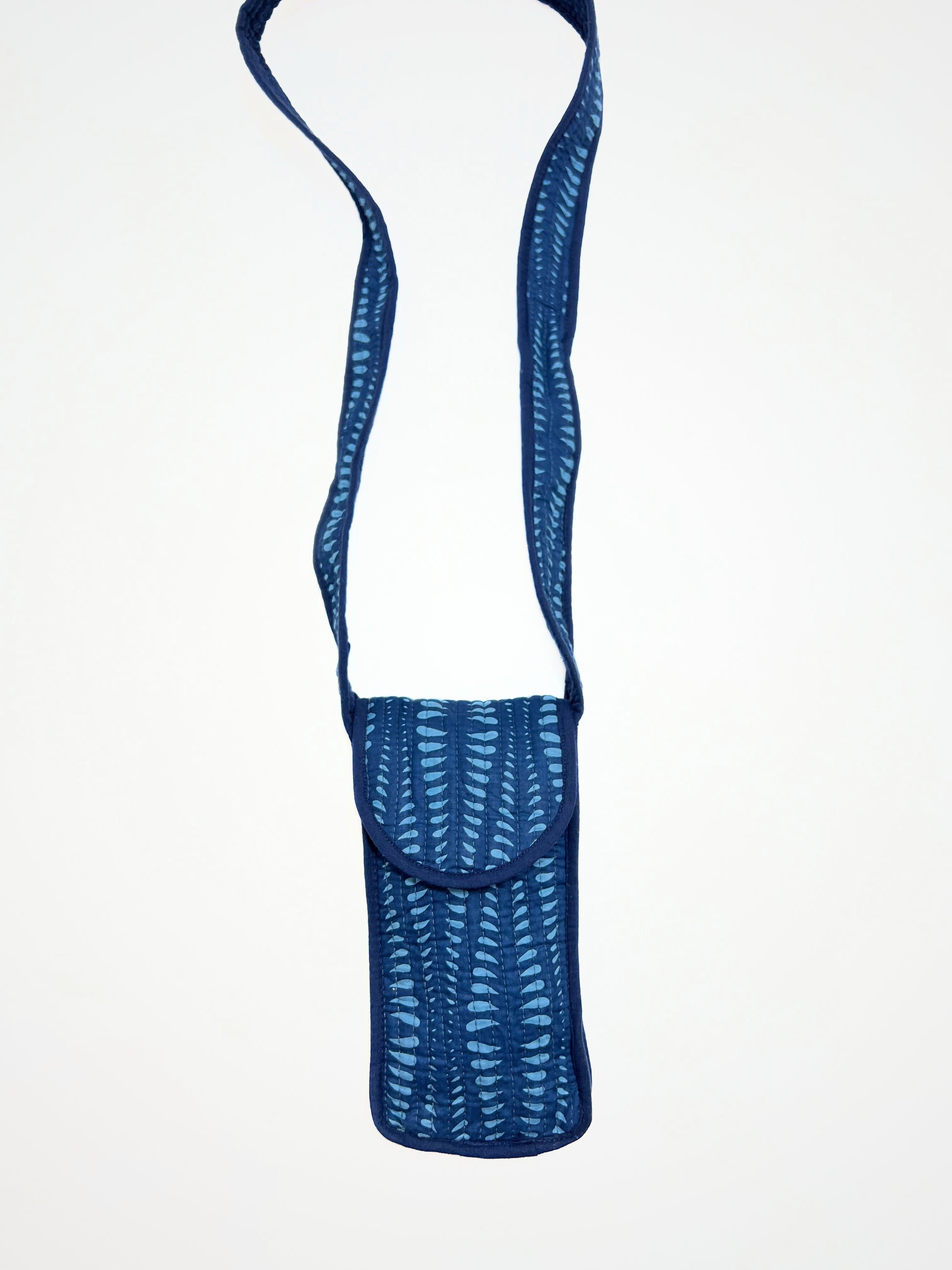 Portacellulare Stampato In Cotone Blu, Printed Cotton Phone Pouch Blue