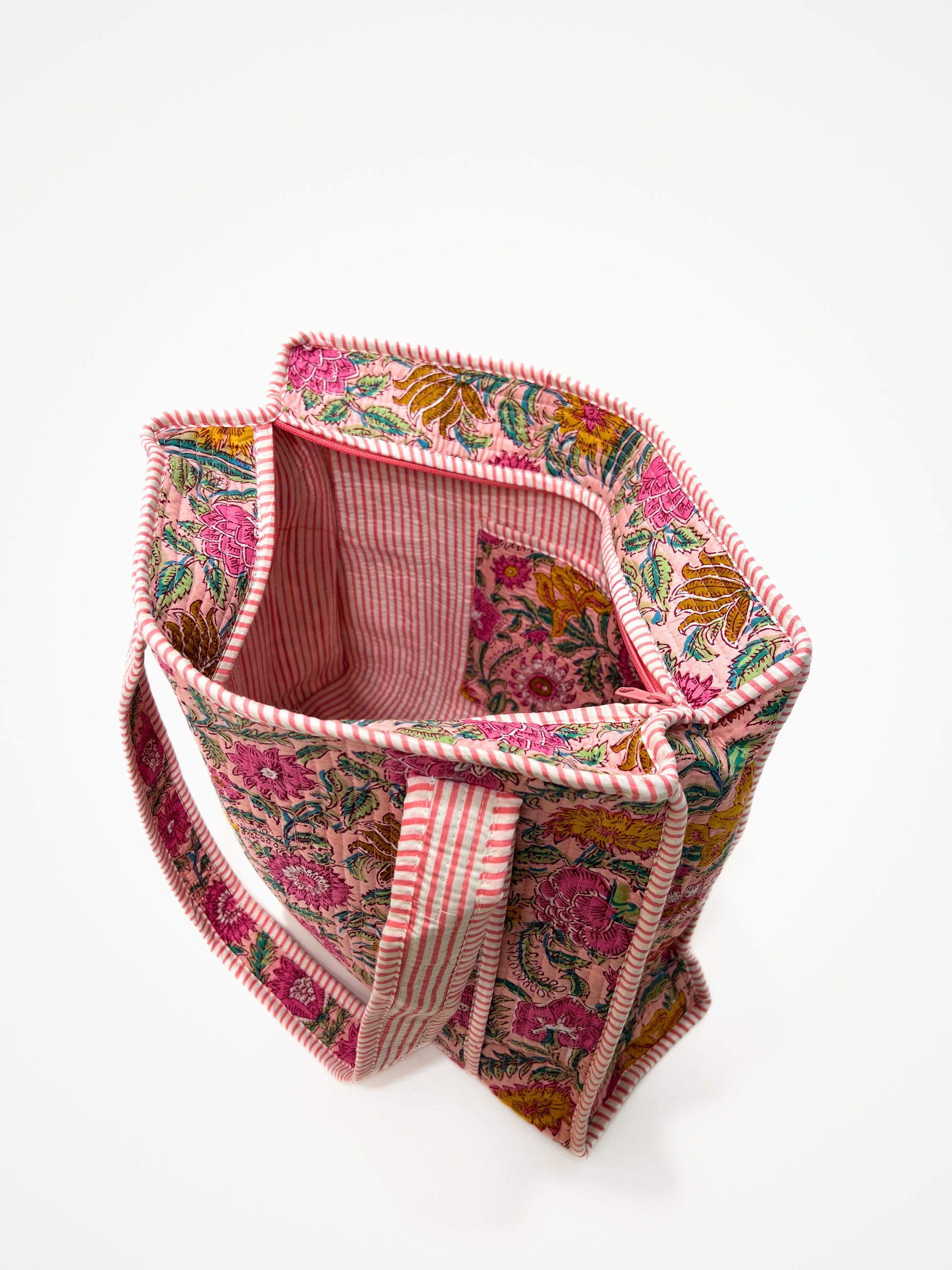 Borsa Tote Stampata Cotone Rosa, Printed Cotton Tote Bag Pink