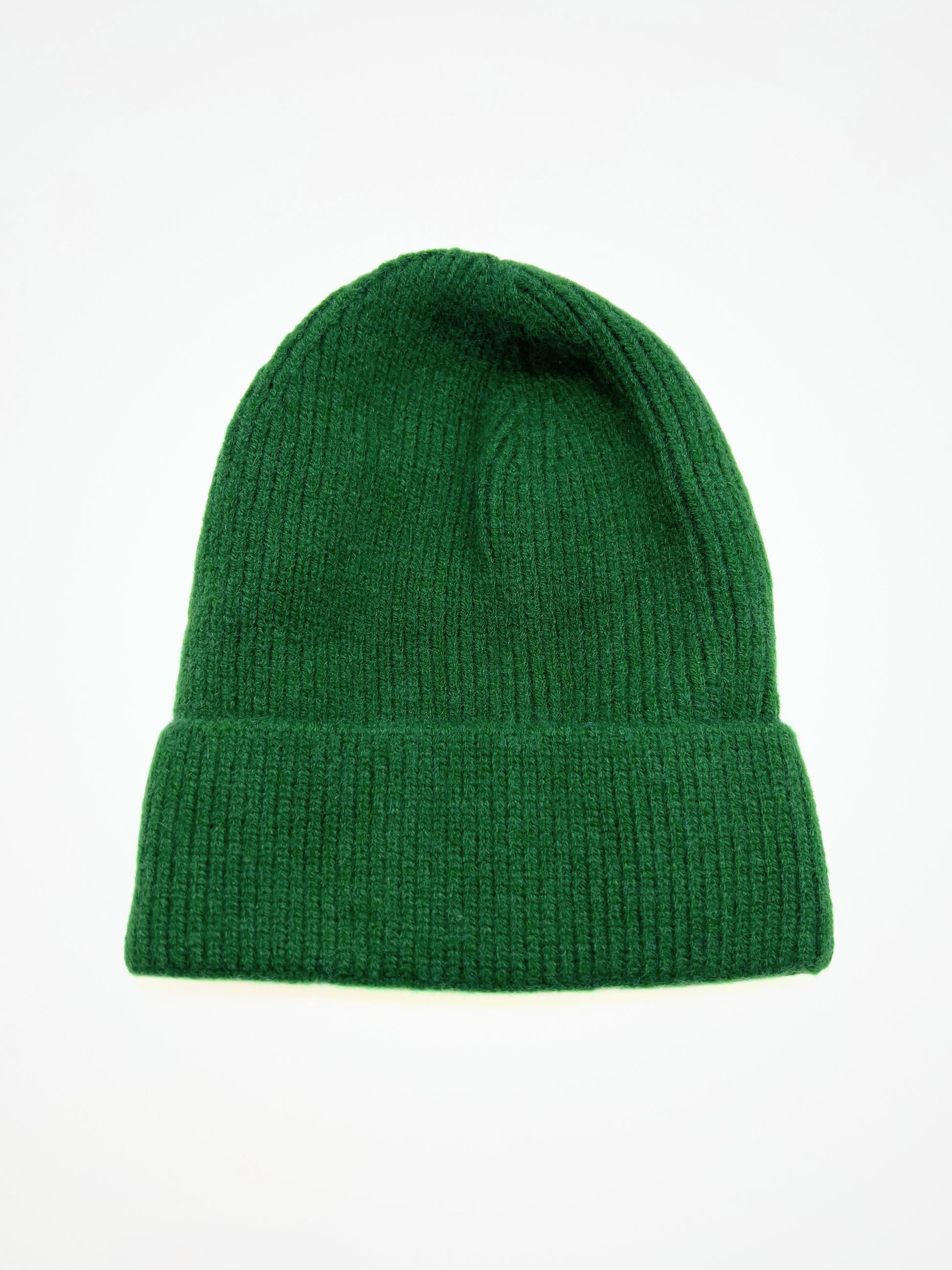 Berretto A Coste Verde, Ribbed Beanie Emerald Green