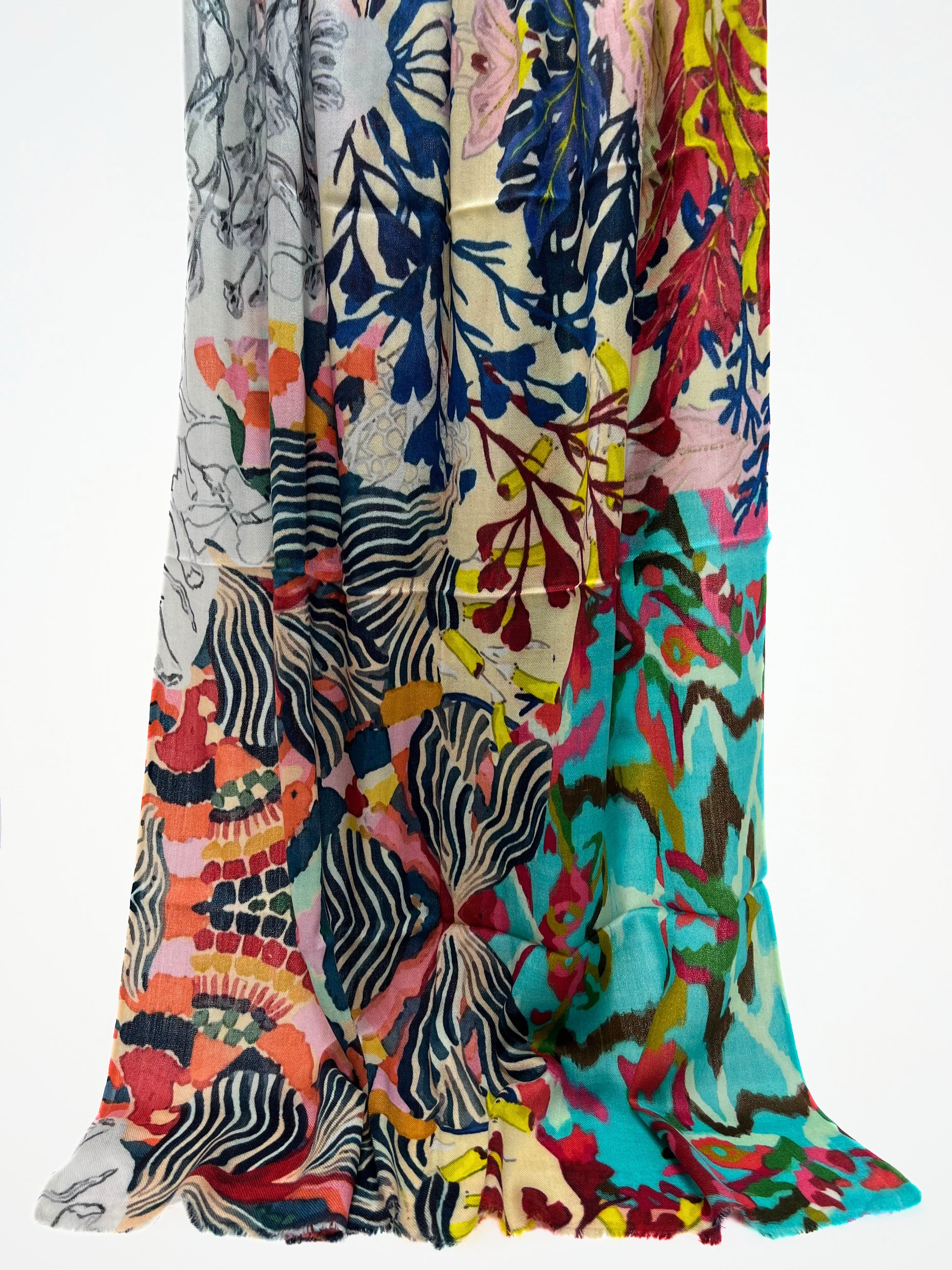 Sciarpa In Cashmere Stampata Multicolore, Printed Cashmere Scarf Multicolor
