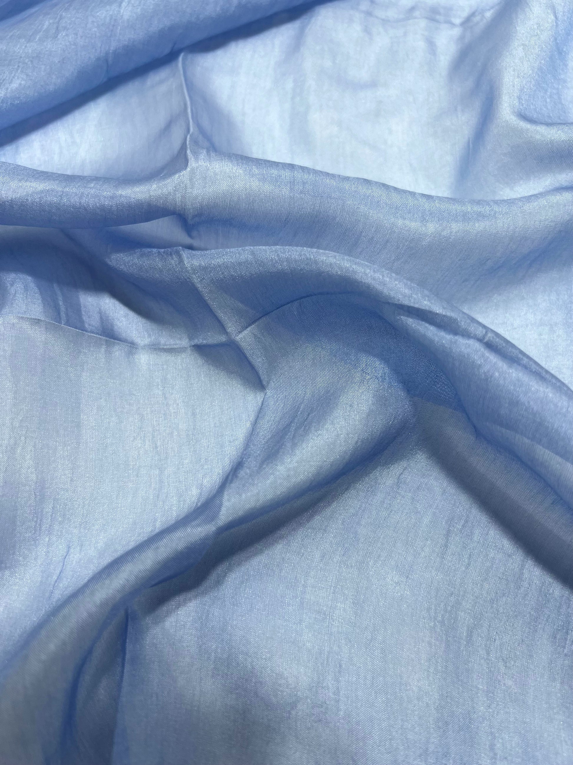 Stola In Pura Seta Celeste Pastello, Pure Silk Stole Pastel Sky Blue