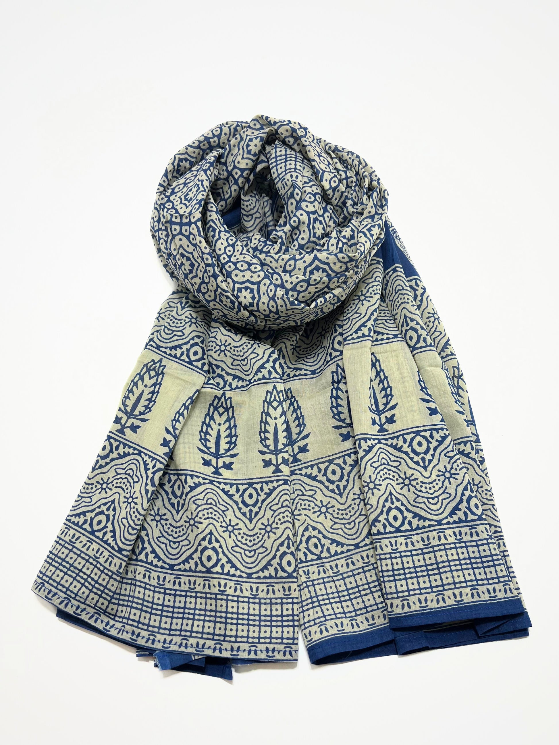 Sciarpa-Pareo In Puro Cotone Blu Avorio, Cotton Scarf Beach Coverup Bright Blue