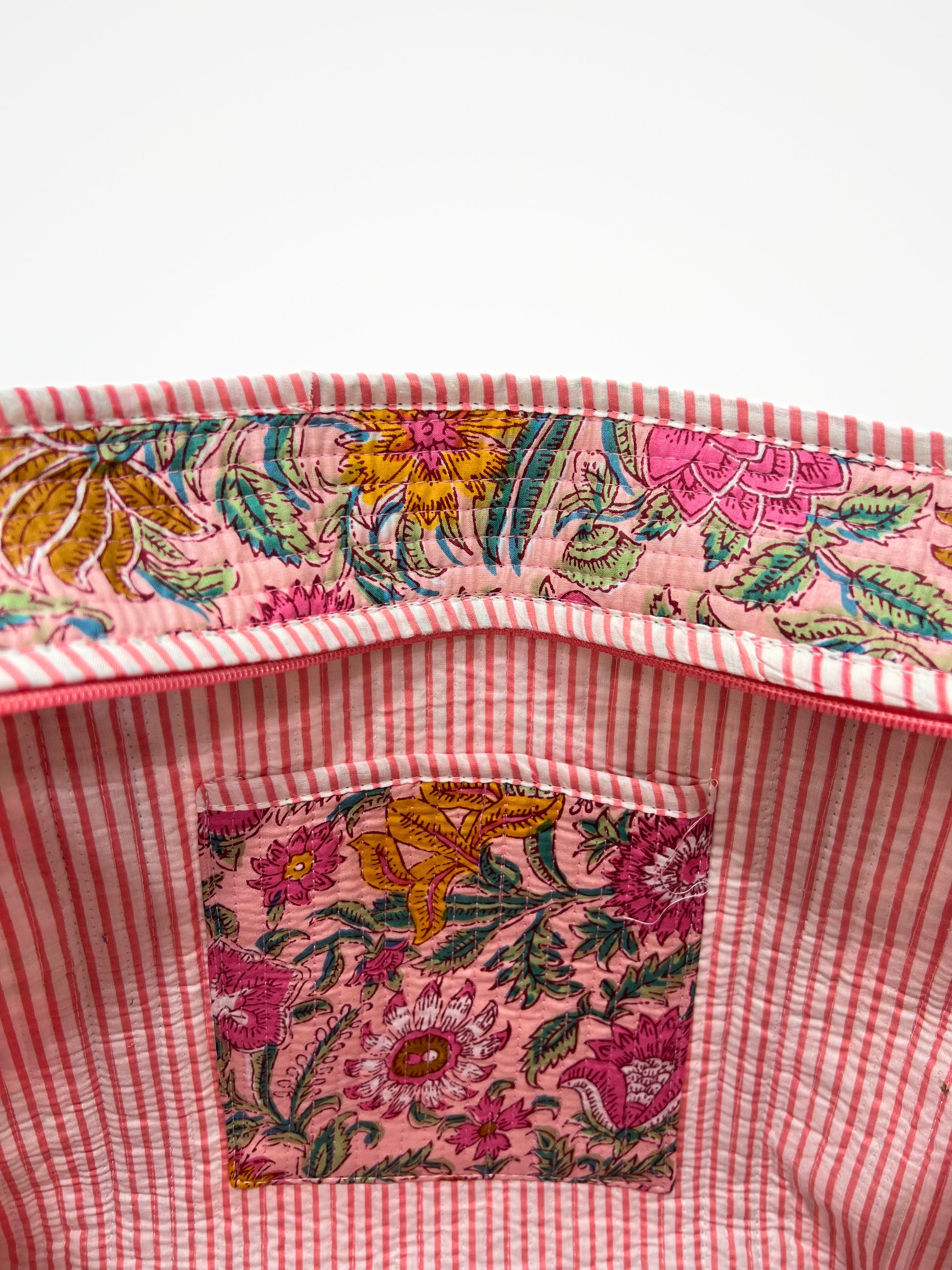 Borsa Tote Stampata Cotone Rosa, Printed Cotton Tote Bag Pink
