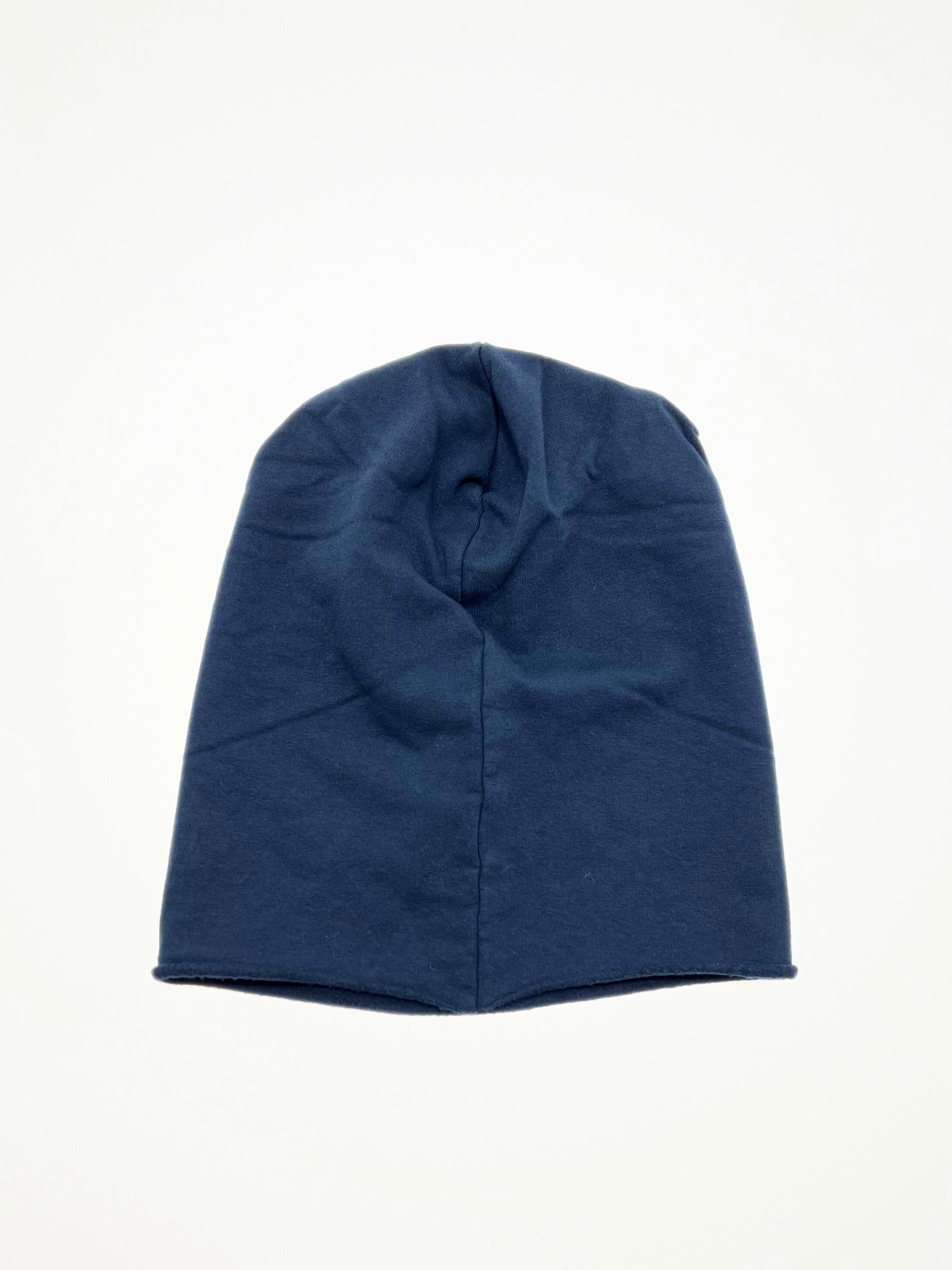 Berretto In Cotone Felpato Blu, Cotton Slouch Beanie Navy Blue
