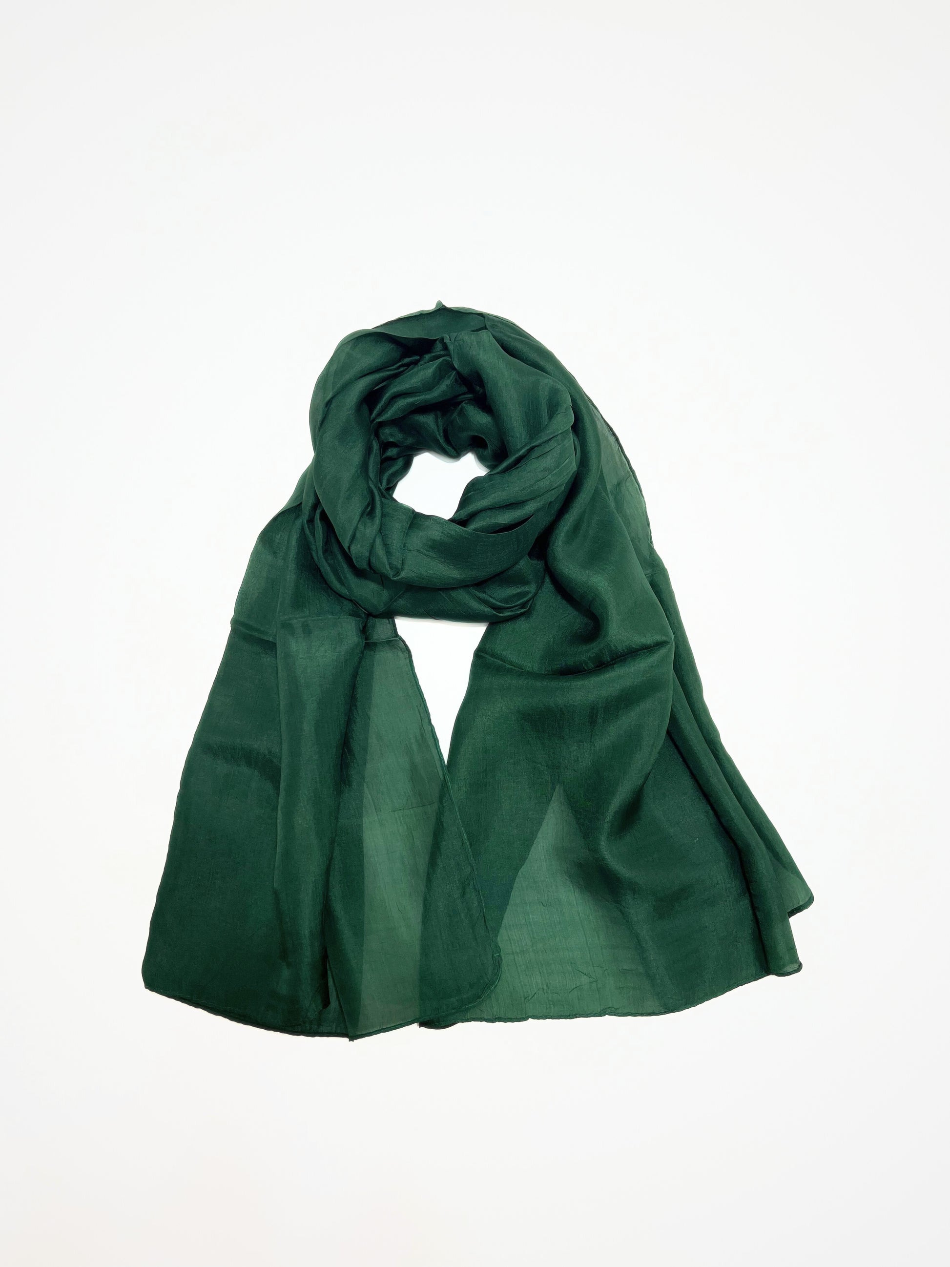 Stola In Pura Seta Verdone, Pure Silk Stole Pine Green