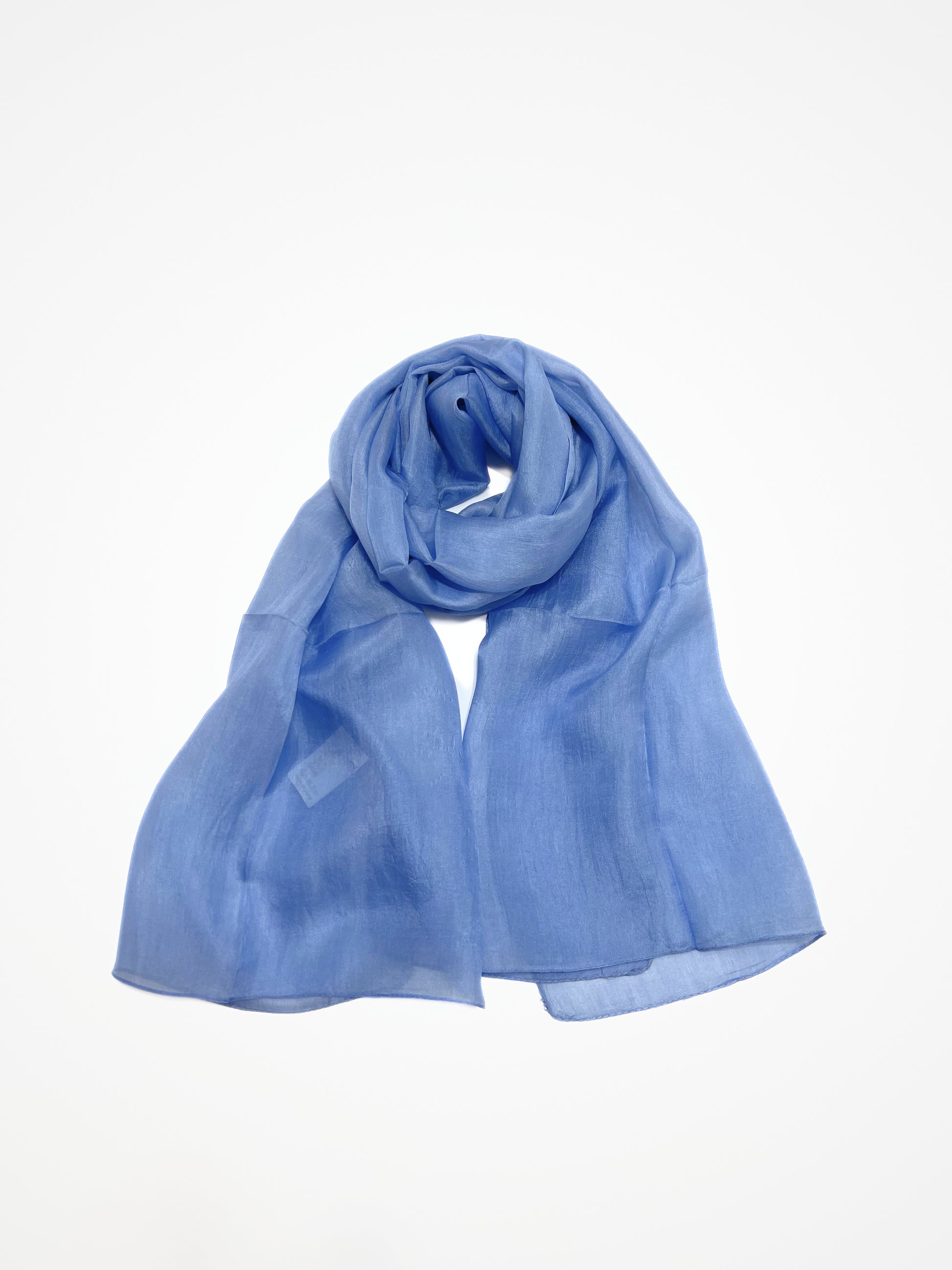 Stola In Pura Seta Celeste Pastello, Pure Silk Stole Pastel Sky Blue