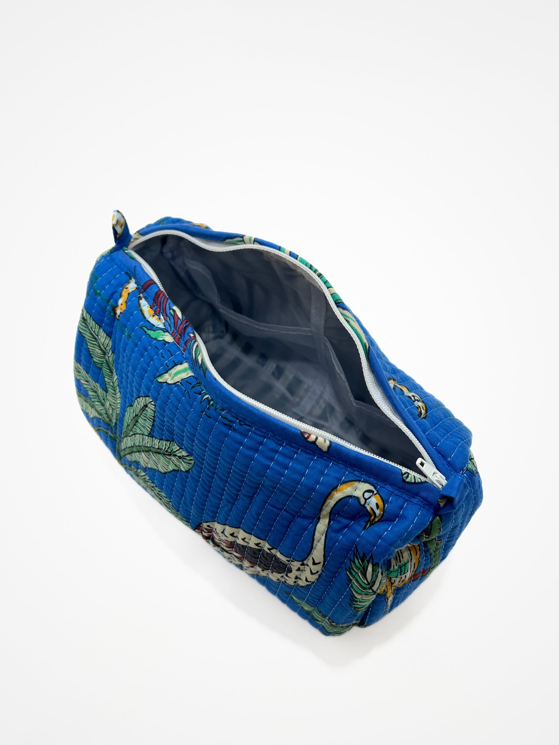 Beauty Case In Cotone Stampa Giungla Bluette, Tiger Print Cotton Bluette Beauty Case