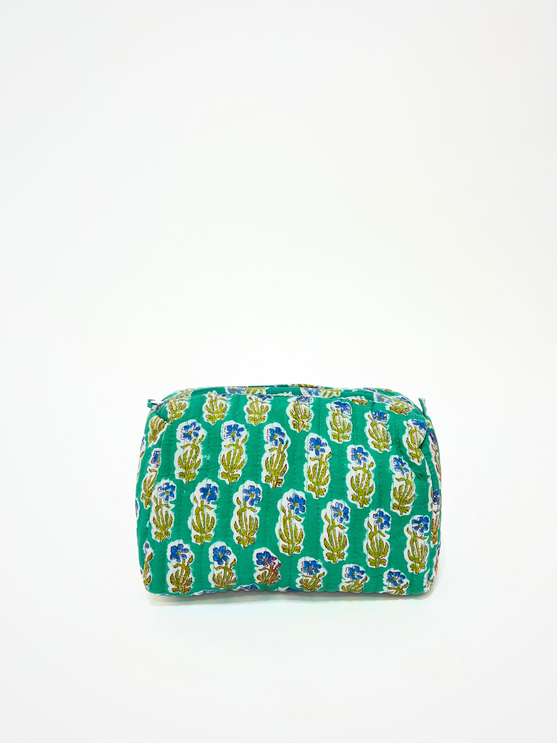 Beauty Case In Cotone Stampato Verderame, Printed Cotton Verdigris Beauty Case