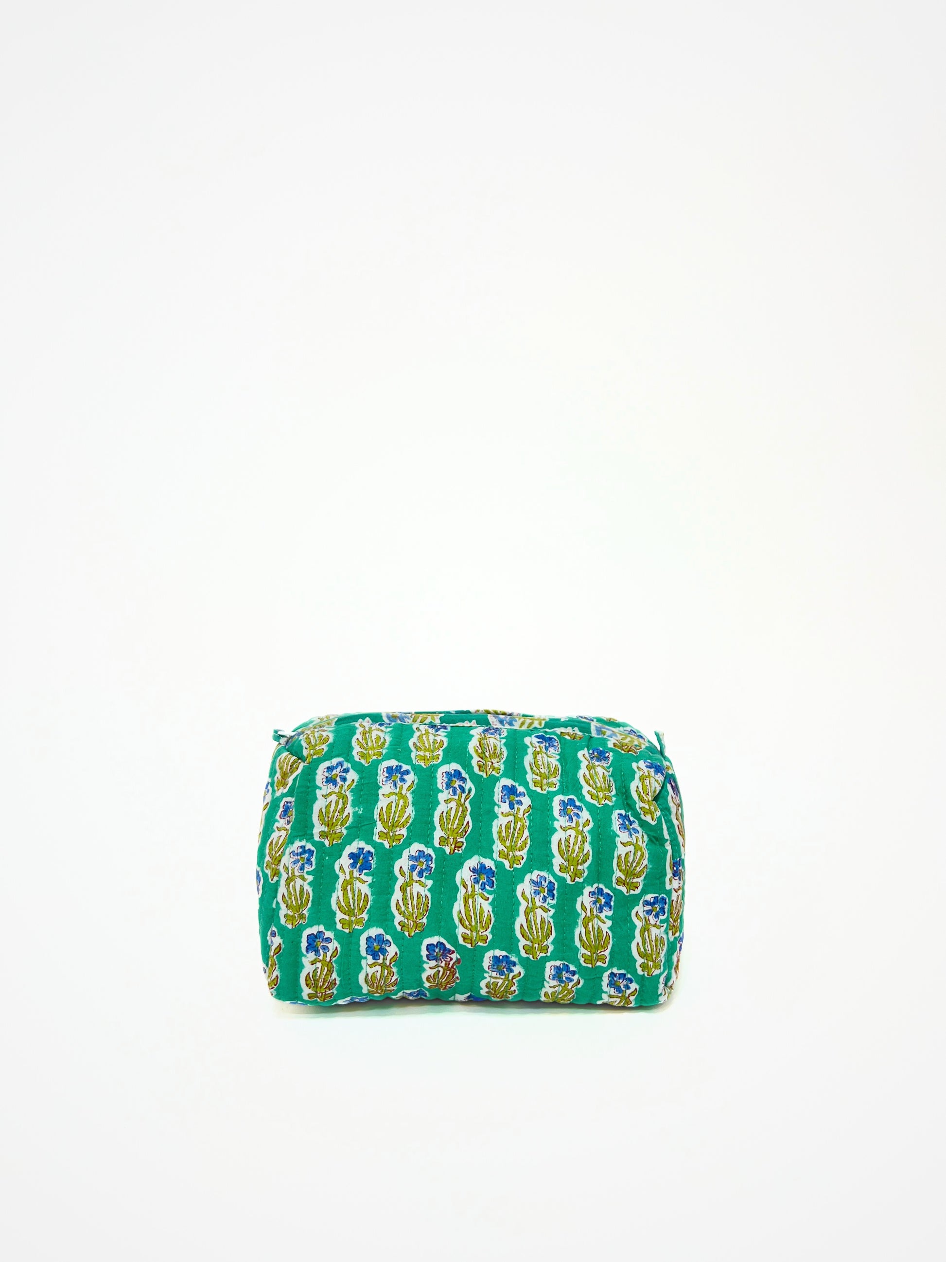 Beauty Case In Cotone Stampato Verderame, Printed Cotton Verdigris Beauty Case