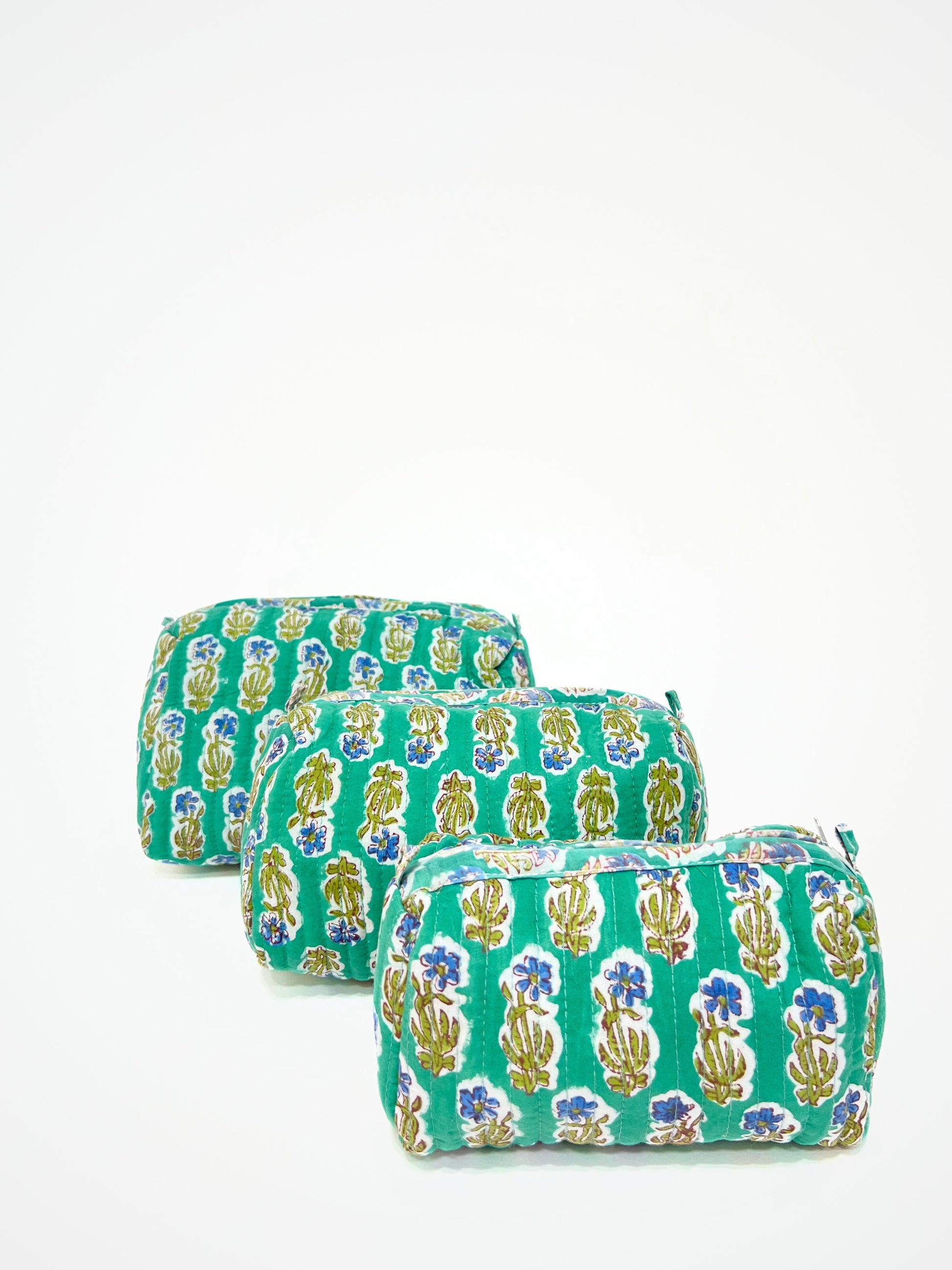 Beauty Case In Cotone Stampato Verderame, Printed Cotton Verdigris Beauty Case