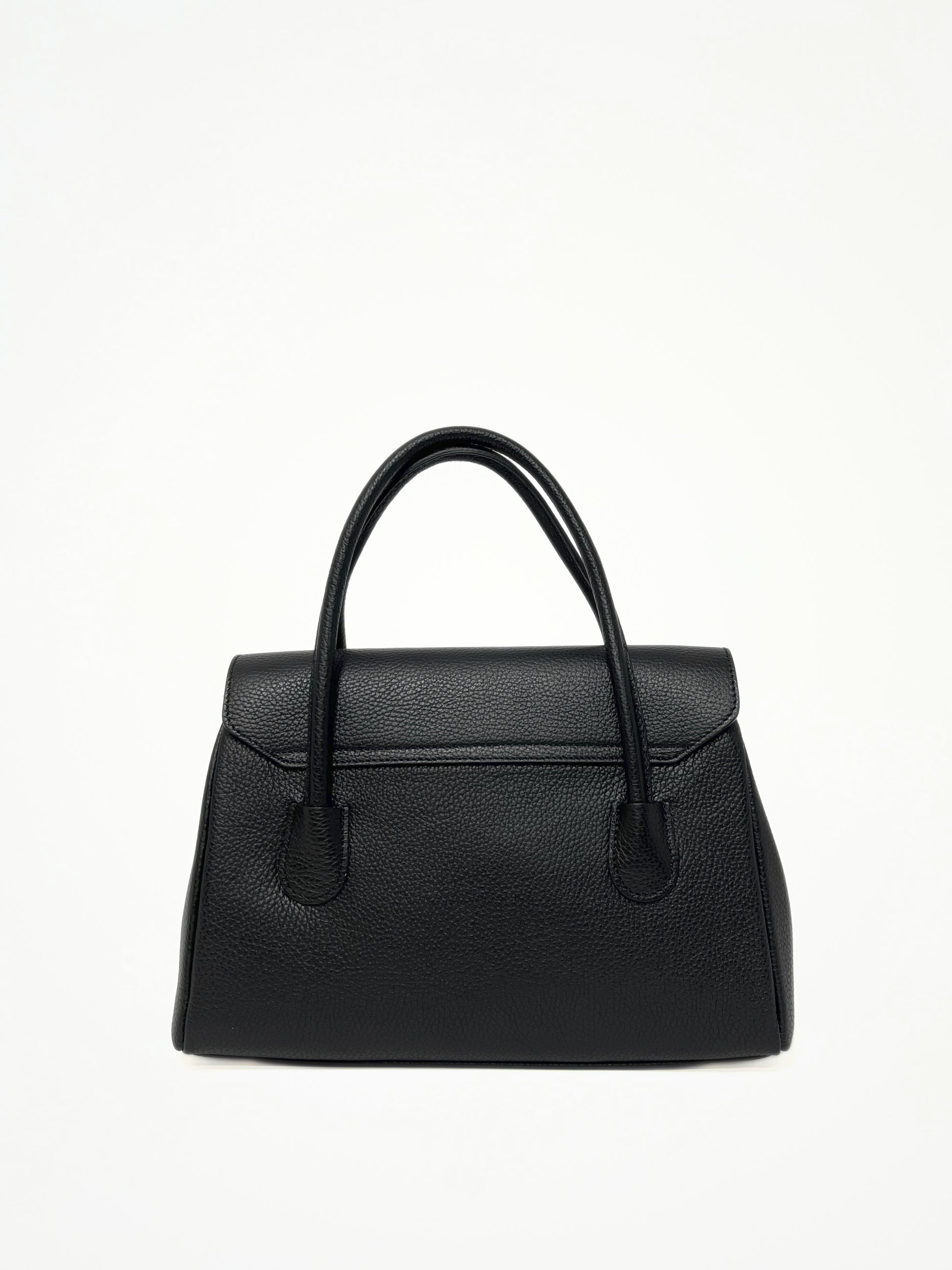 Borsa A Mano In Pelle Nero, Top Handle Bag In Leather Black