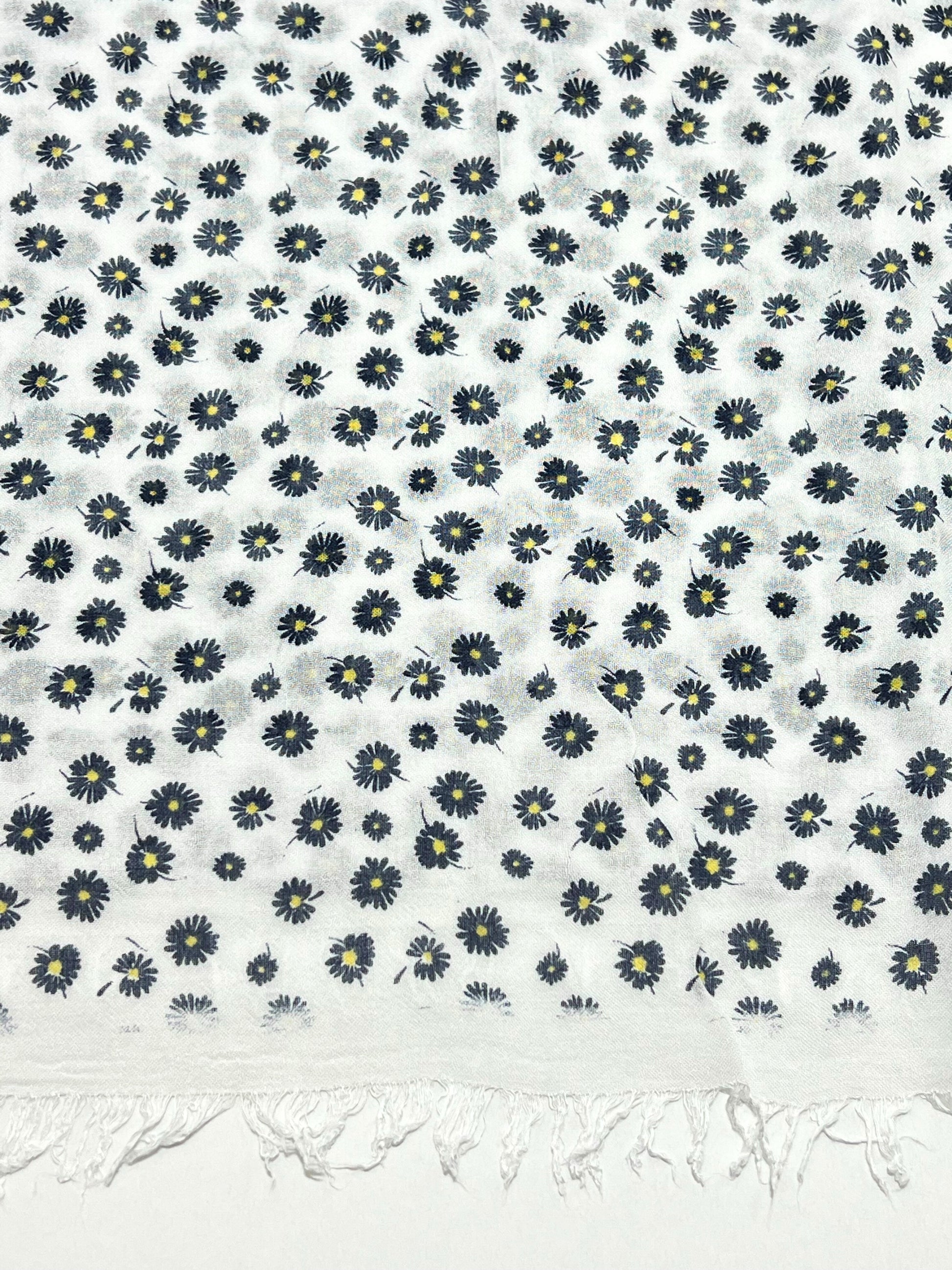 Sciarpa In Bamboo Stampata Bianco, Printed Bamboo Scarf White