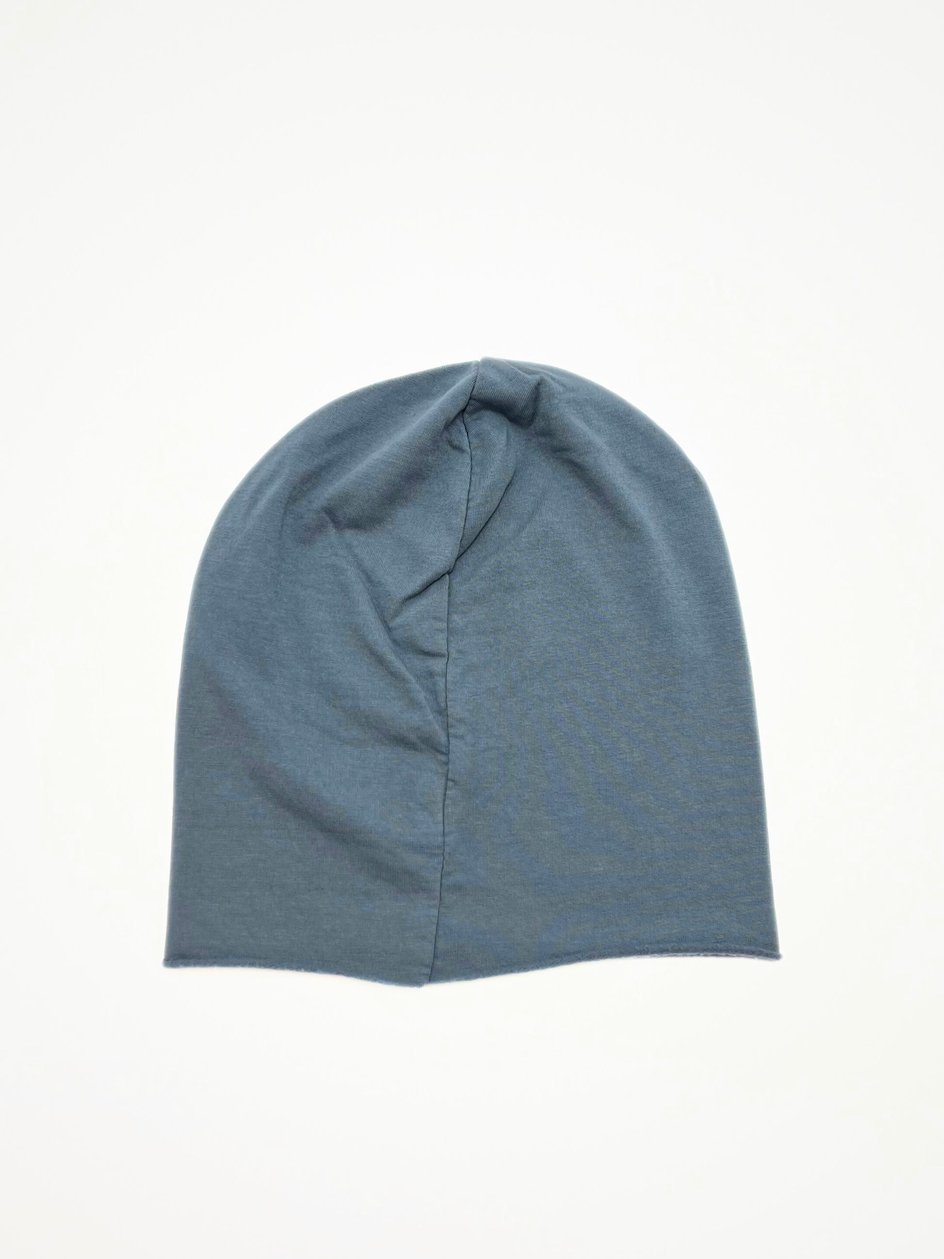 Berretto In Cotone Felpato Grigio Bluastro, Cotton Slouch Beanie Blue Grey
