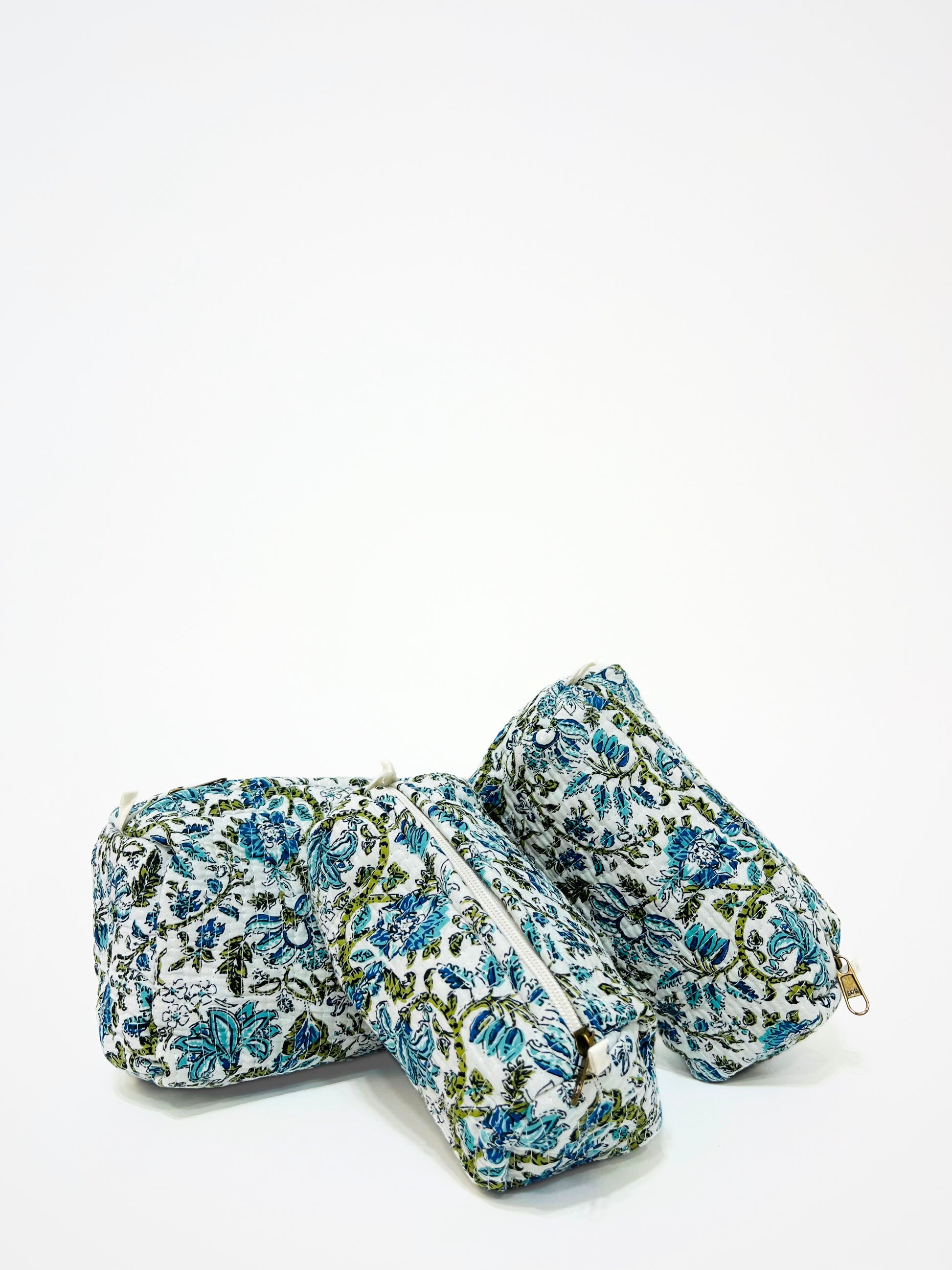 Beauty Case In Cotone Stampato Bianco, Printed Cotton White Beauty Case