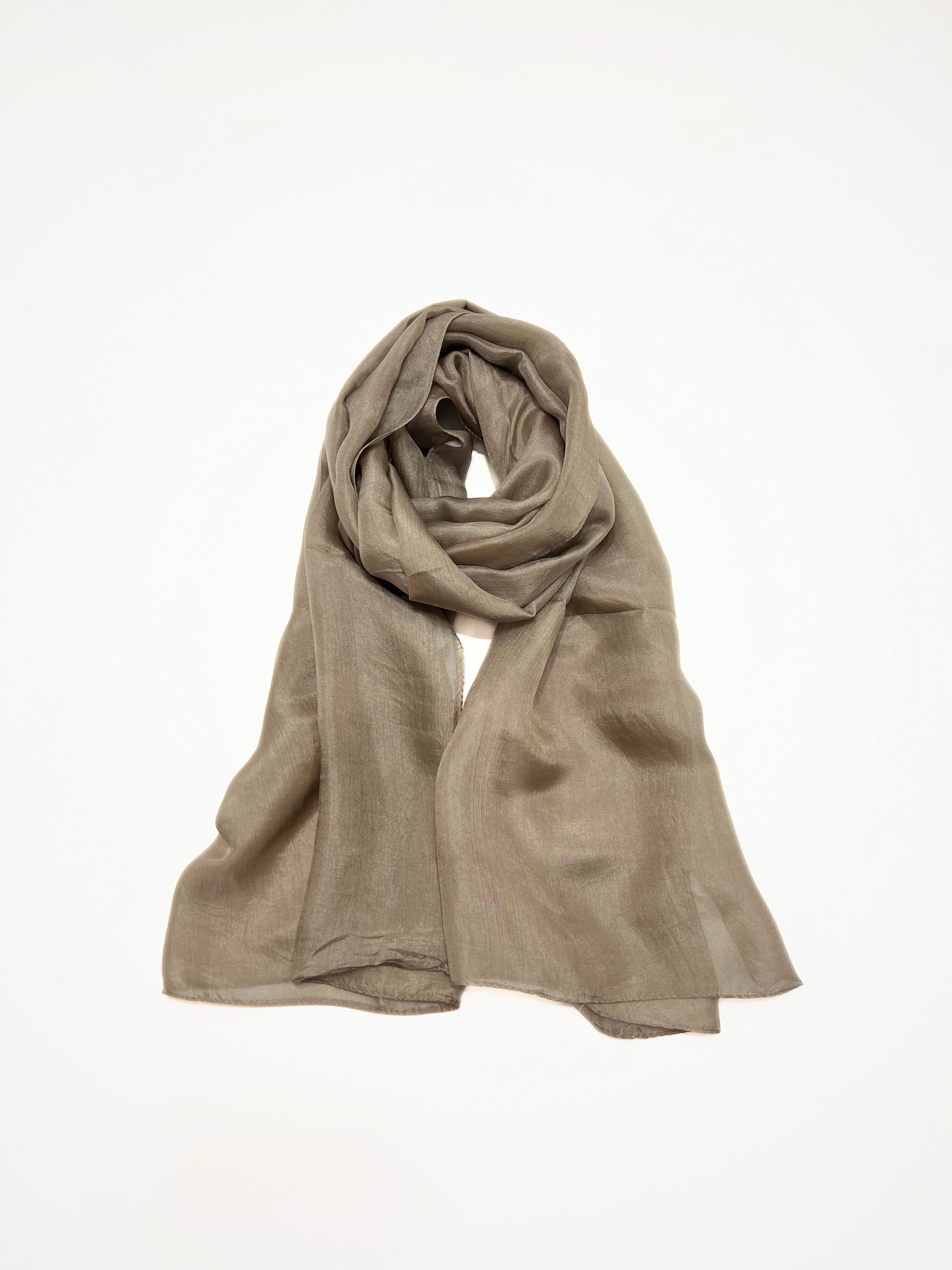 Stola In Pura Seta Taupe Caldo, Pure Silk Stole Warm Taupe