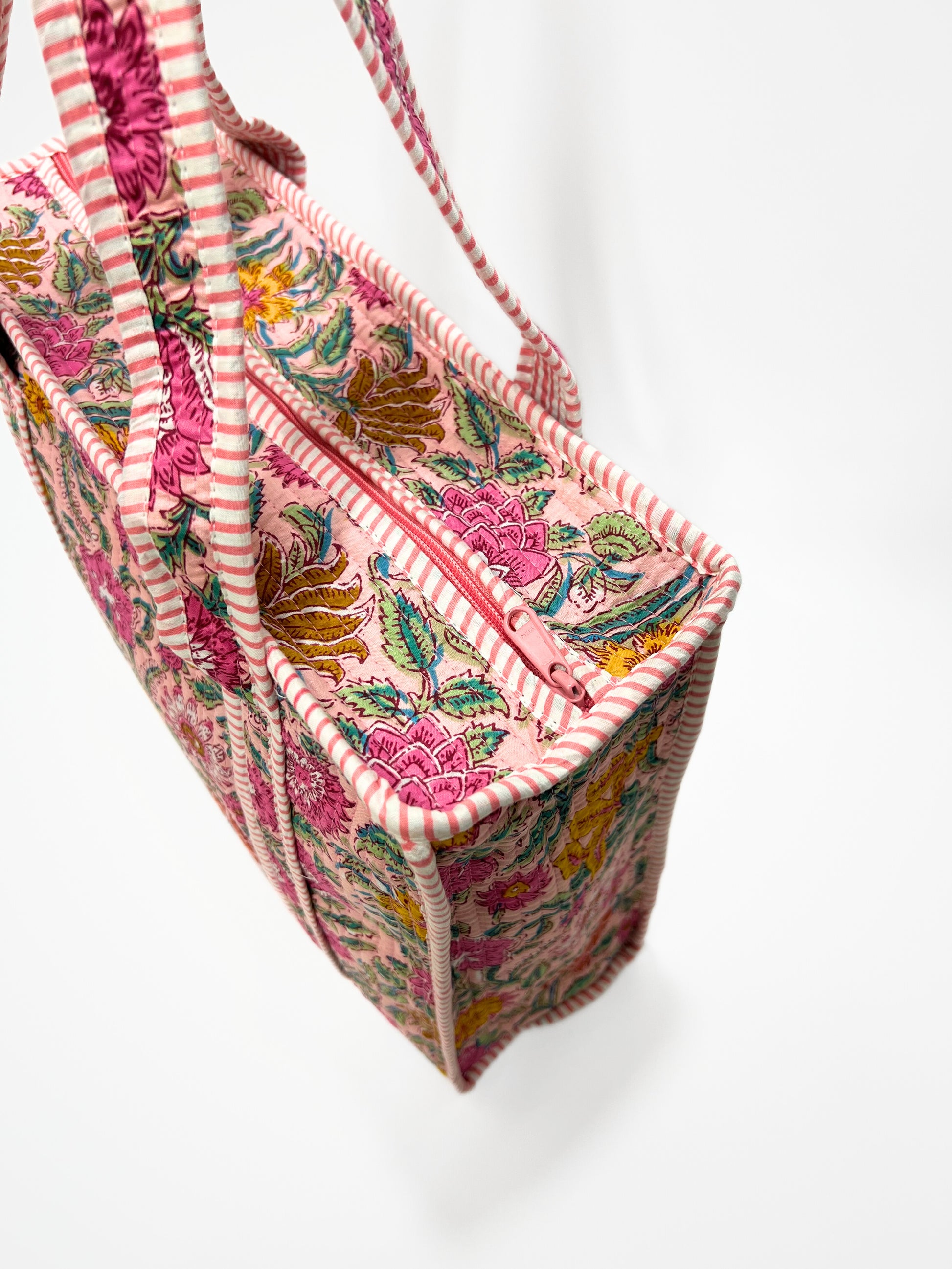 Borsa Tote Stampata Cotone Rosa, Printed Cotton Tote Bag Pink