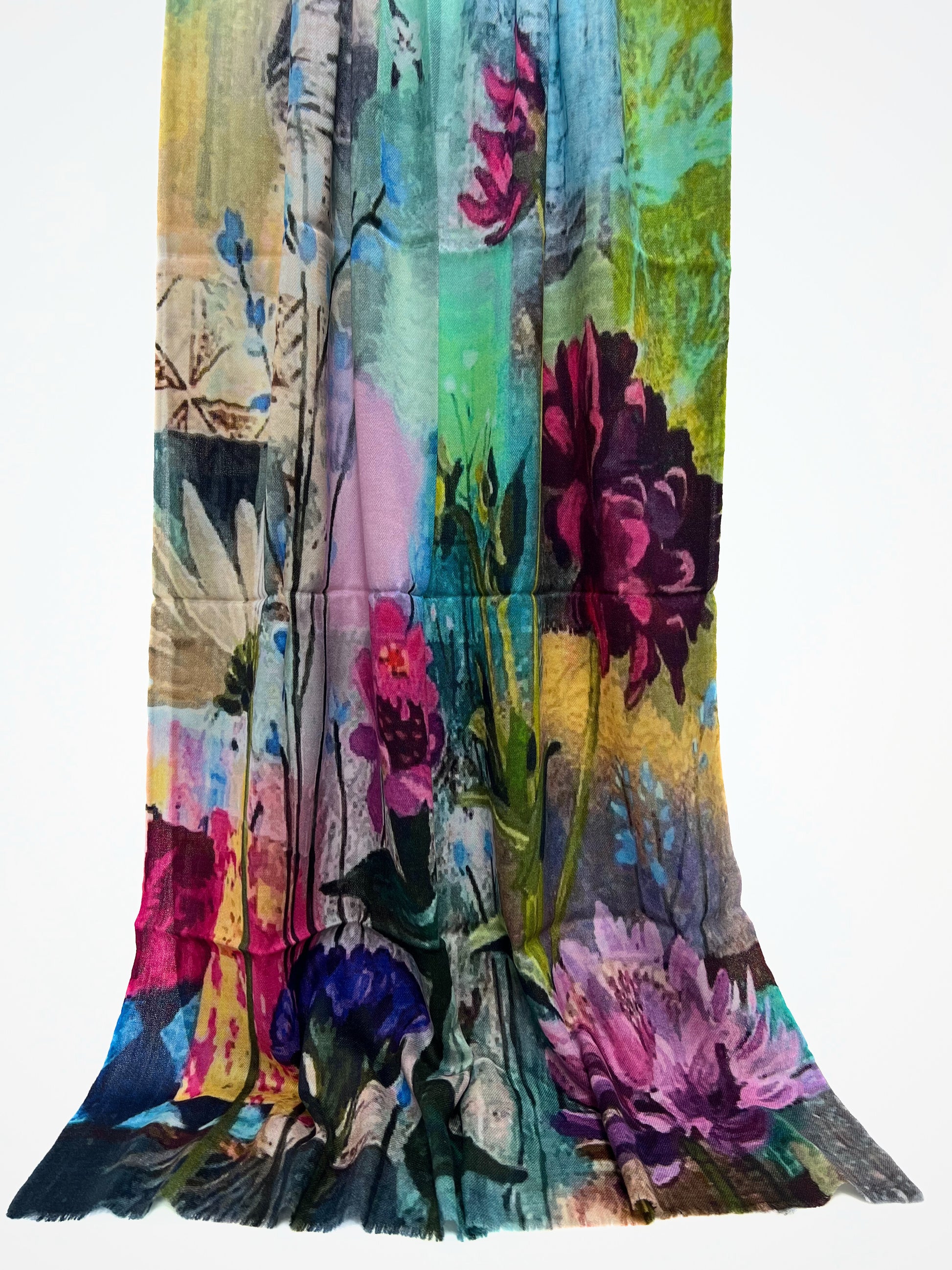 Sciarpa In Cashmere Stampata Multicolore, Printed Cashmere Scarf Multicolor