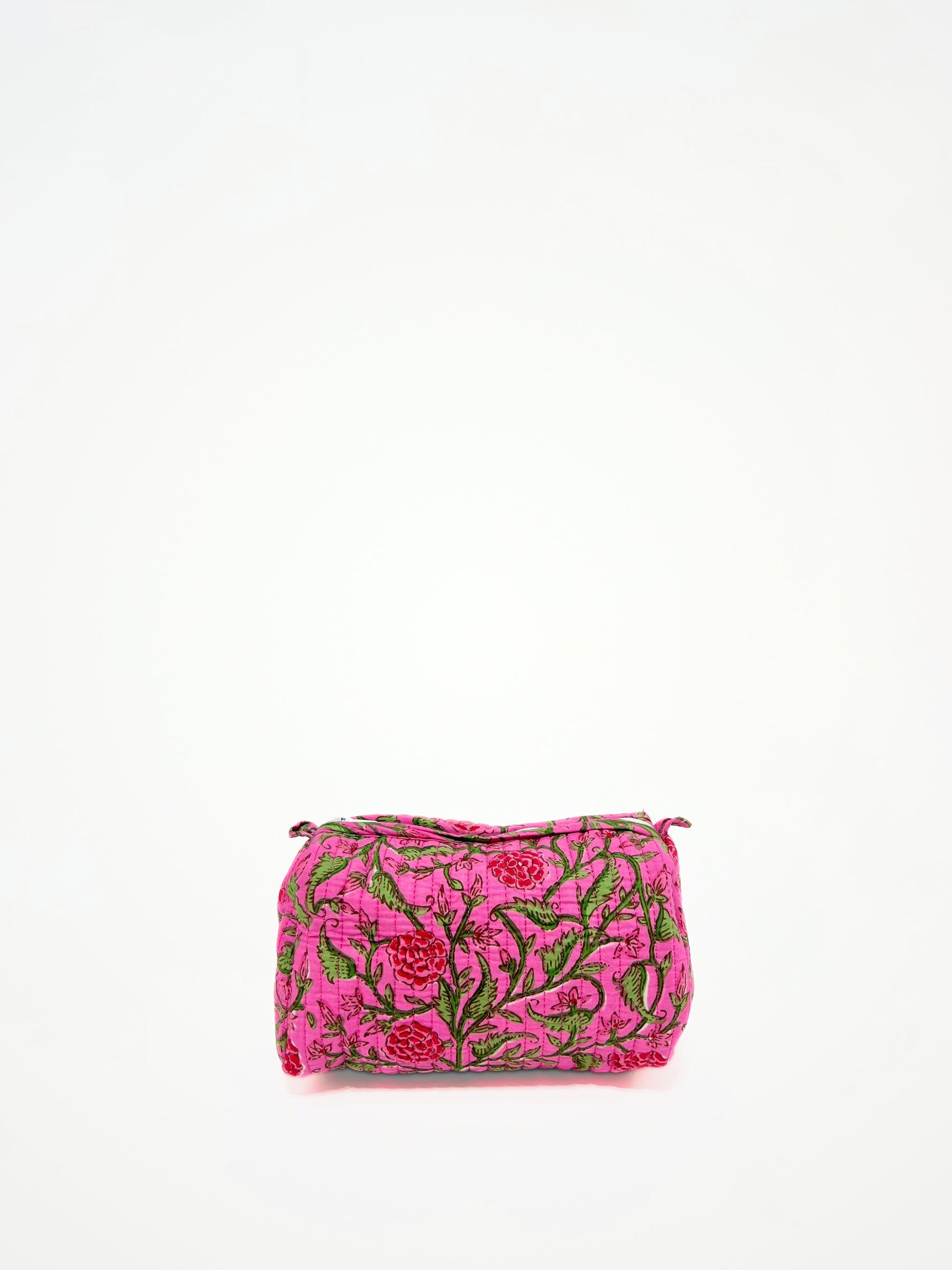 Beauty Case In Cotone Stampato Magenta, Printed Cotton Magenta Beauty Case