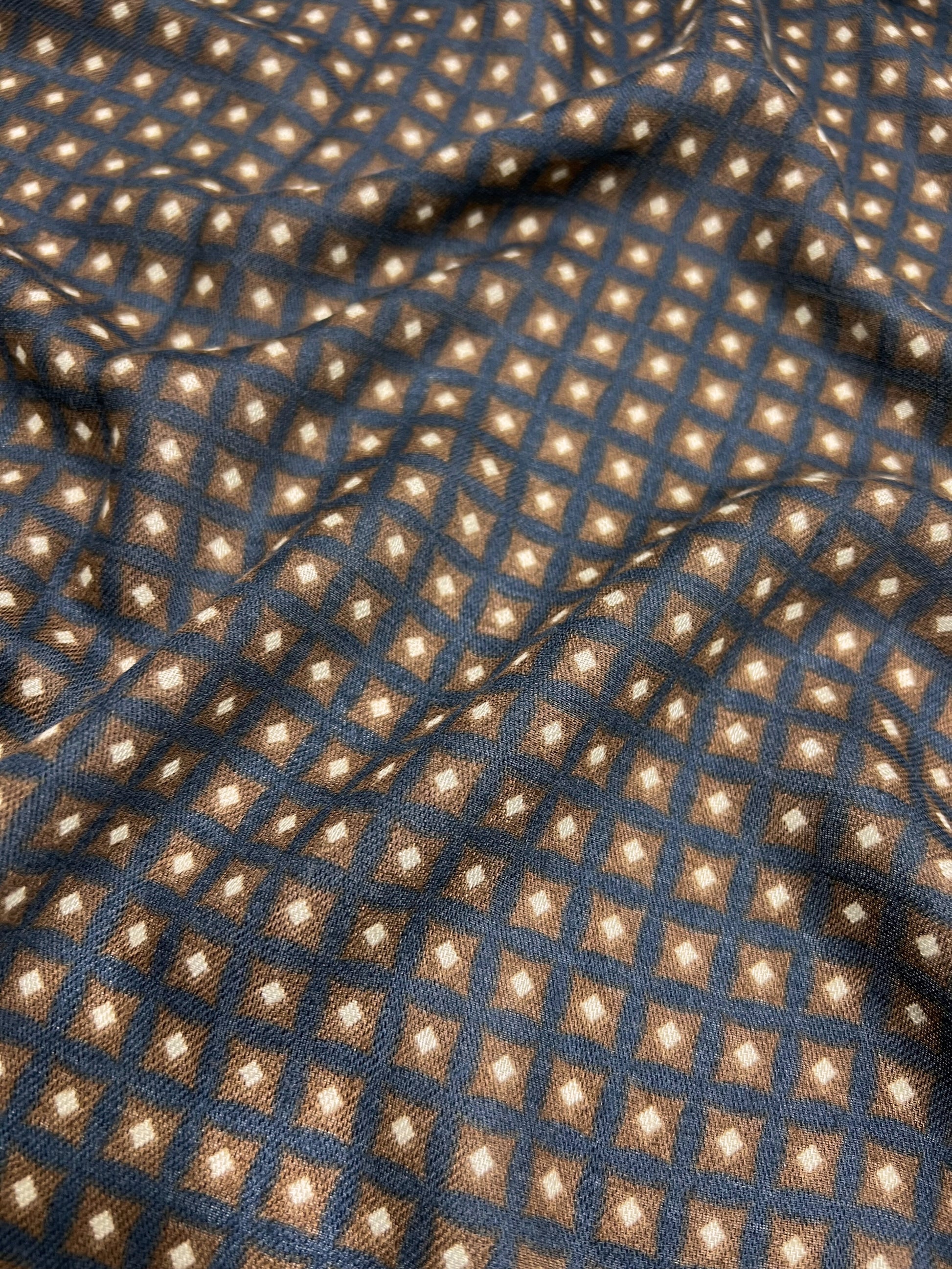 Sciarpa Con Motivi Cravatteria Blu, Printed Scarf Blue Navy