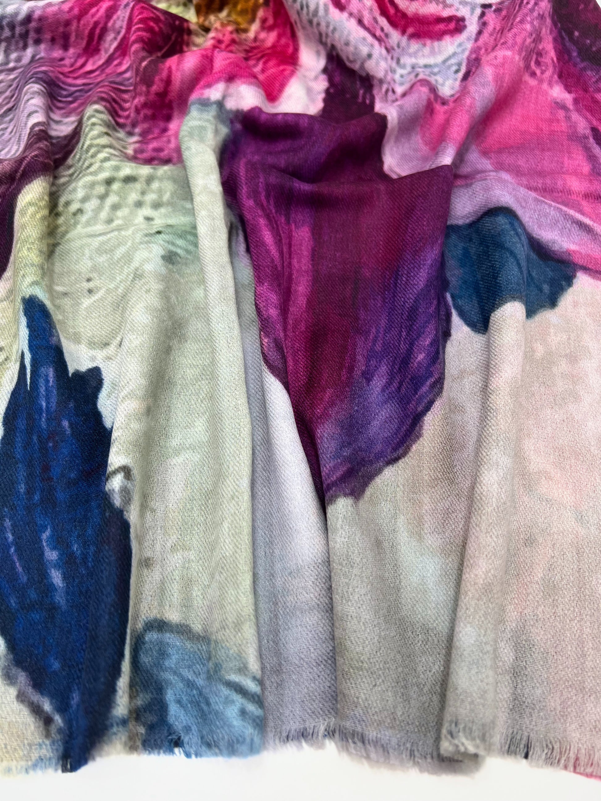Sciarpa In Cashmere Stampata Multicolore, Printed Cashmere Scarf Multicolor