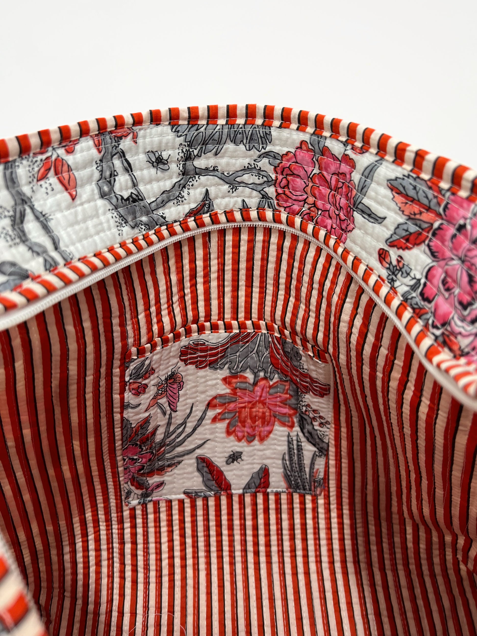 Borsa Tote Stampata Cotone Rosso, Printed Cotton Tote Bag Red