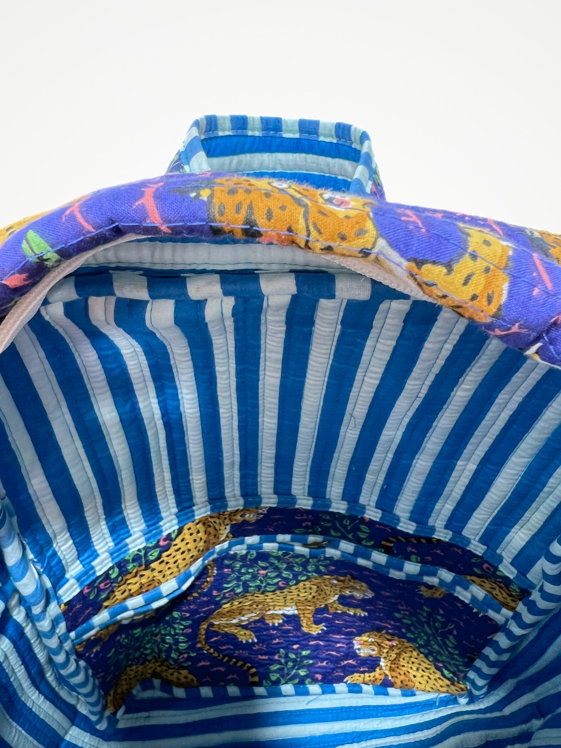 Zaino Trapuntato Cotone Bluette, Quilted Cotton Backpack Bluette