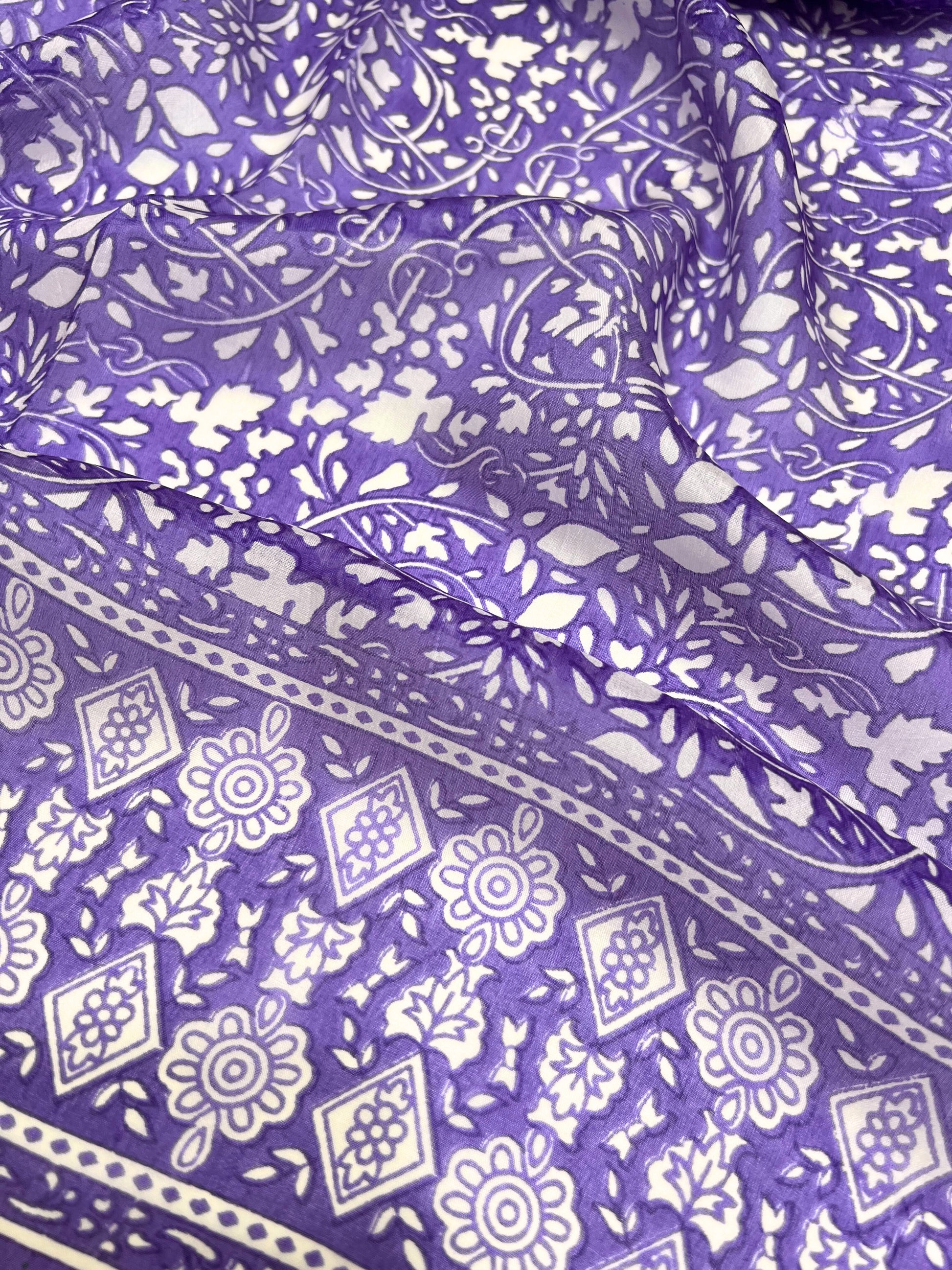 Stola Stampata In Pura Seta Violetta