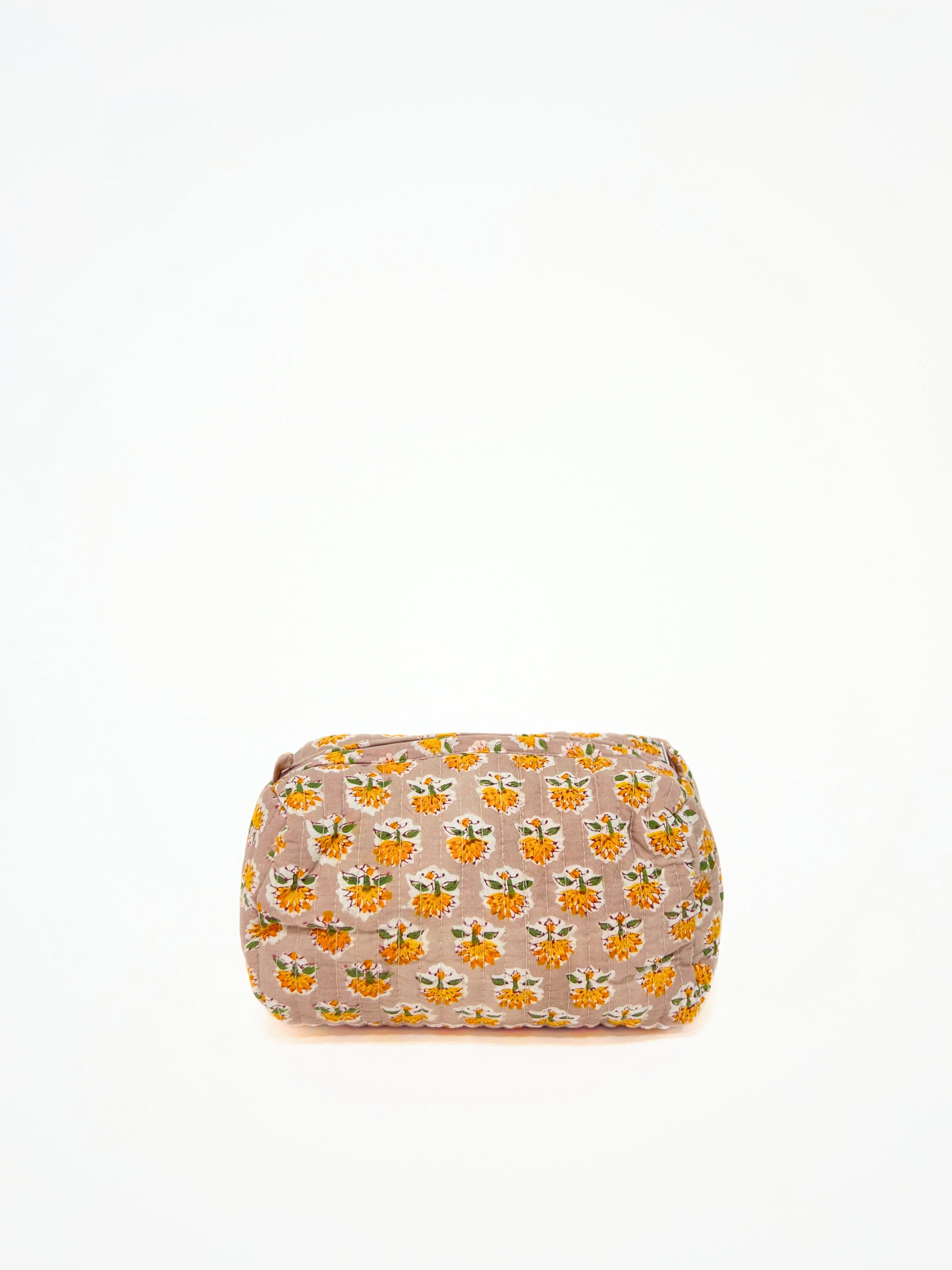 Beauty Case In Cotone Stampato Rosa Cipria, Printed Cotton Powder Pink Beauty Case