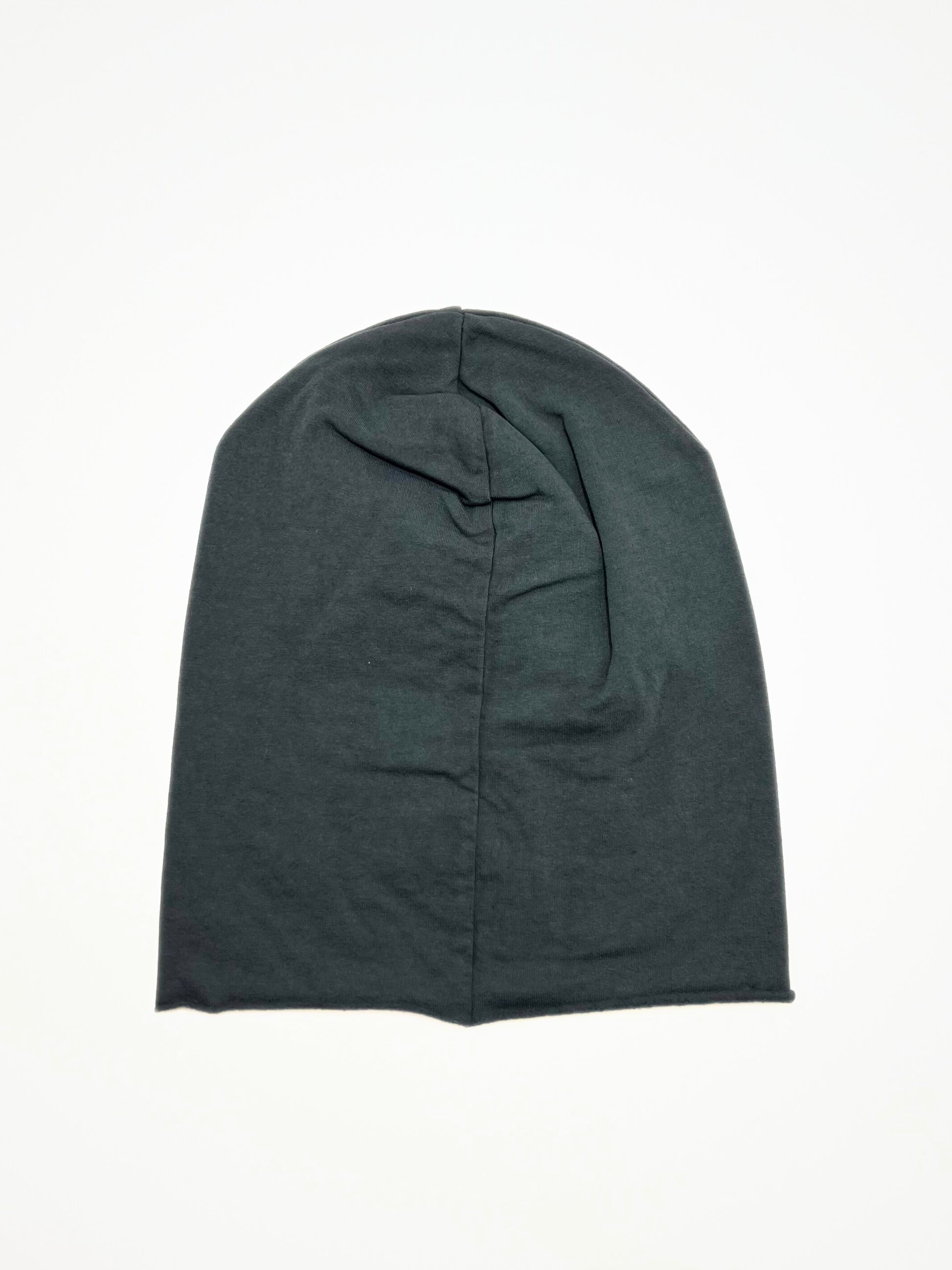 Berretto In Cotone Felpato Grigio Scuro, Cotton Slouch Beanie Dark Grey