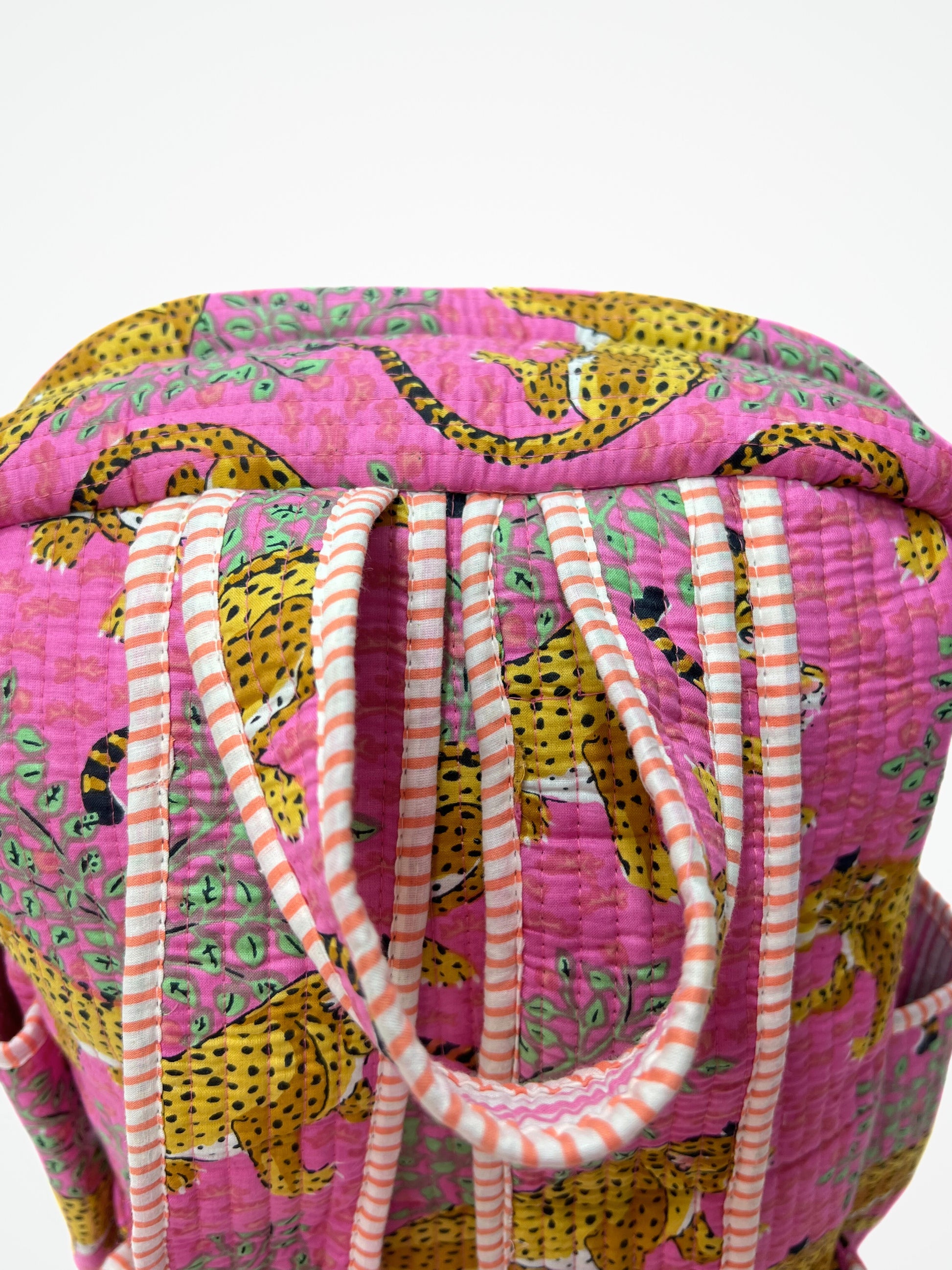 Zaino Cotone Trapuntato Rosa, Quilted Cotton Backpack Pink