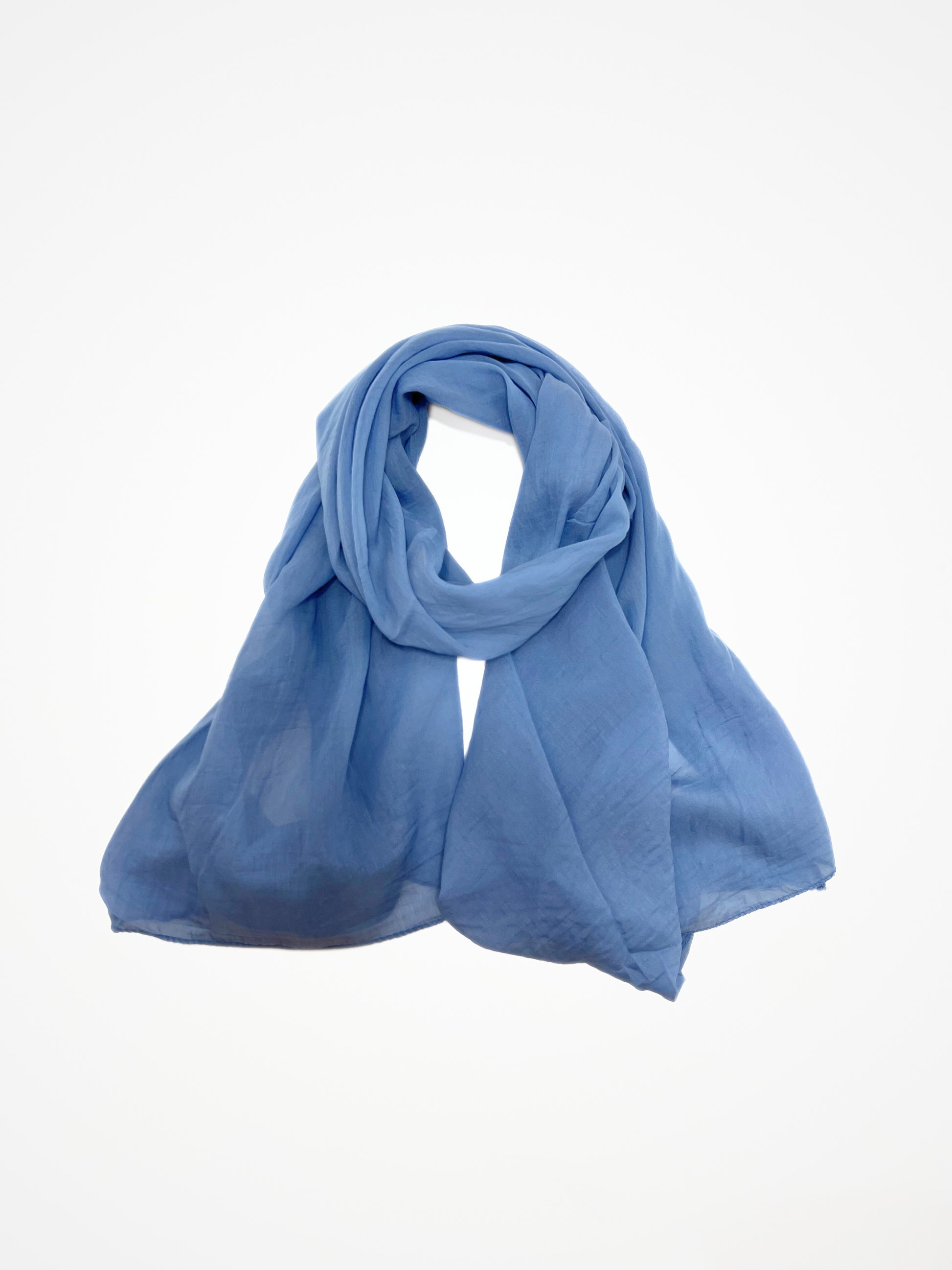 Foulard Seta Cotone Celeste, Silk Cotton Foulard Sky Blue