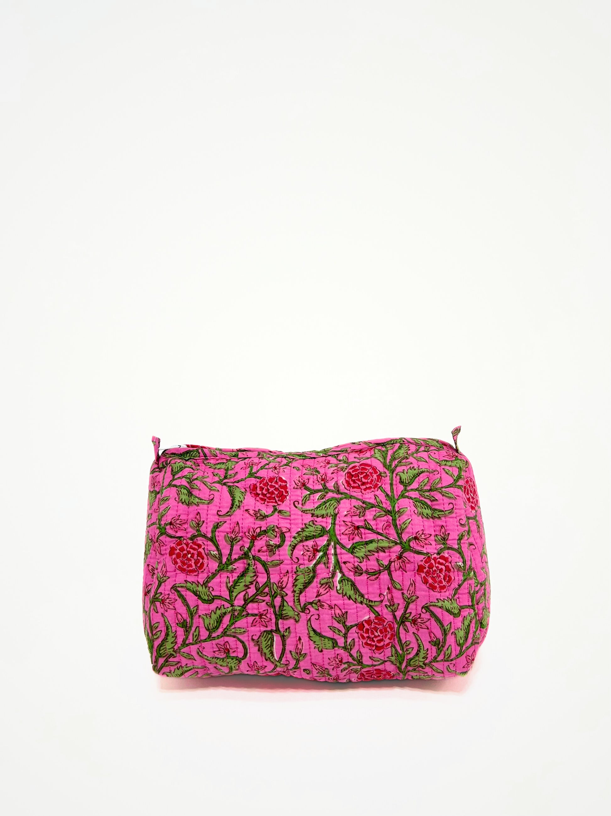 Beauty Case In Cotone Stampato Magenta, Printed Cotton Magenta Beauty Case