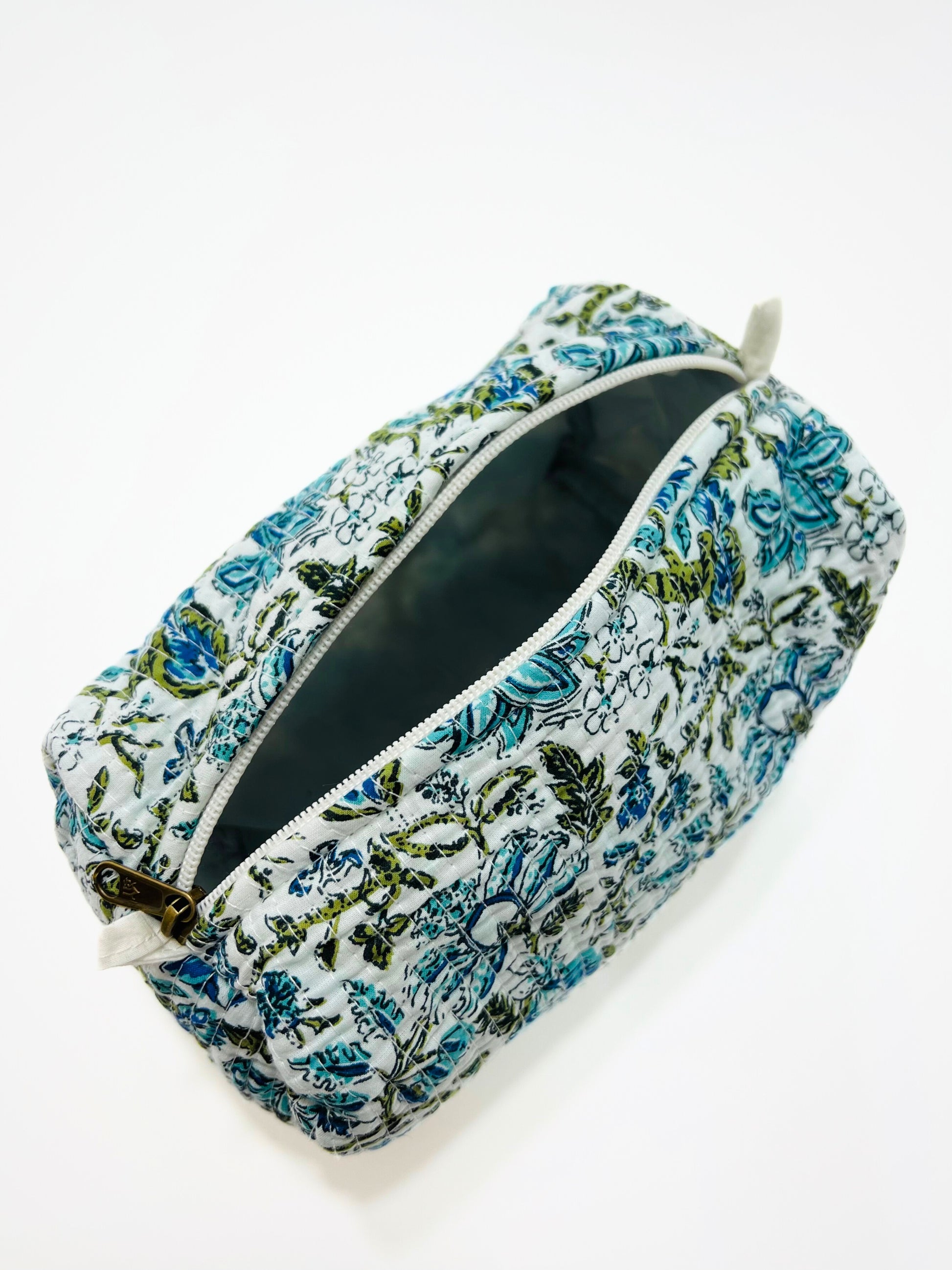 Beauty Case In Cotone Stampato Bianco, Printed Cotton White Beauty Case