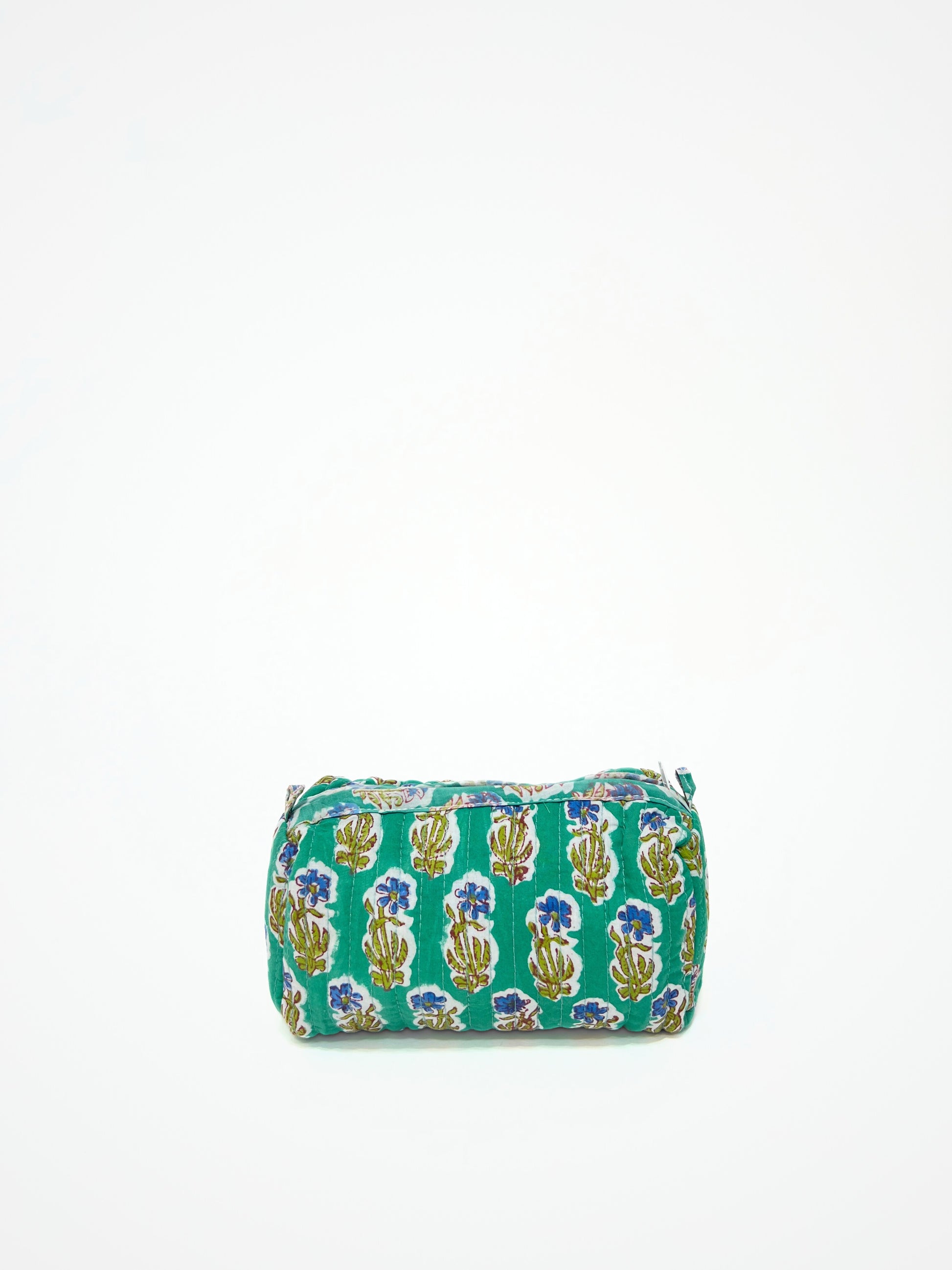 Beauty Case In Cotone Stampato Verderame, Printed Cotton Verdigris Beauty Case