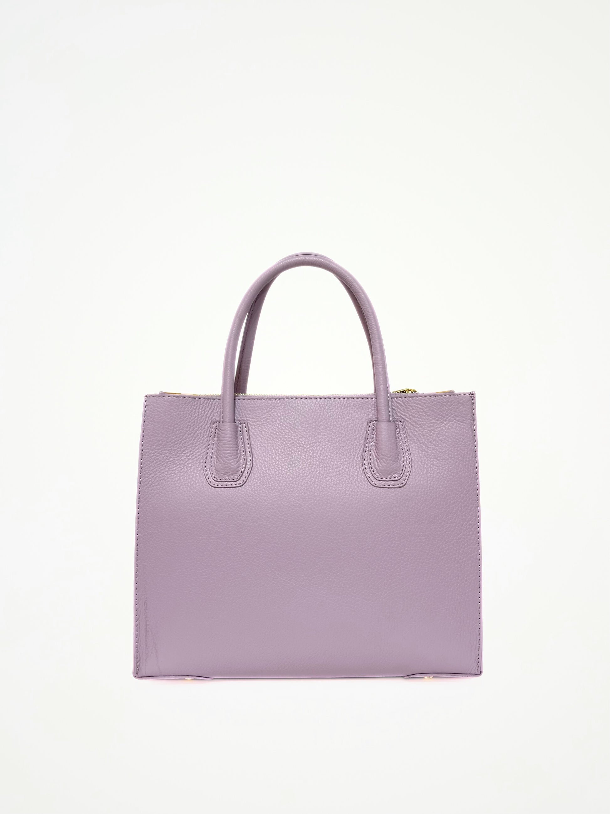 Borsa Tote In Vera Pelle Capiente Lilla, Tote Bag In Leather Lilac