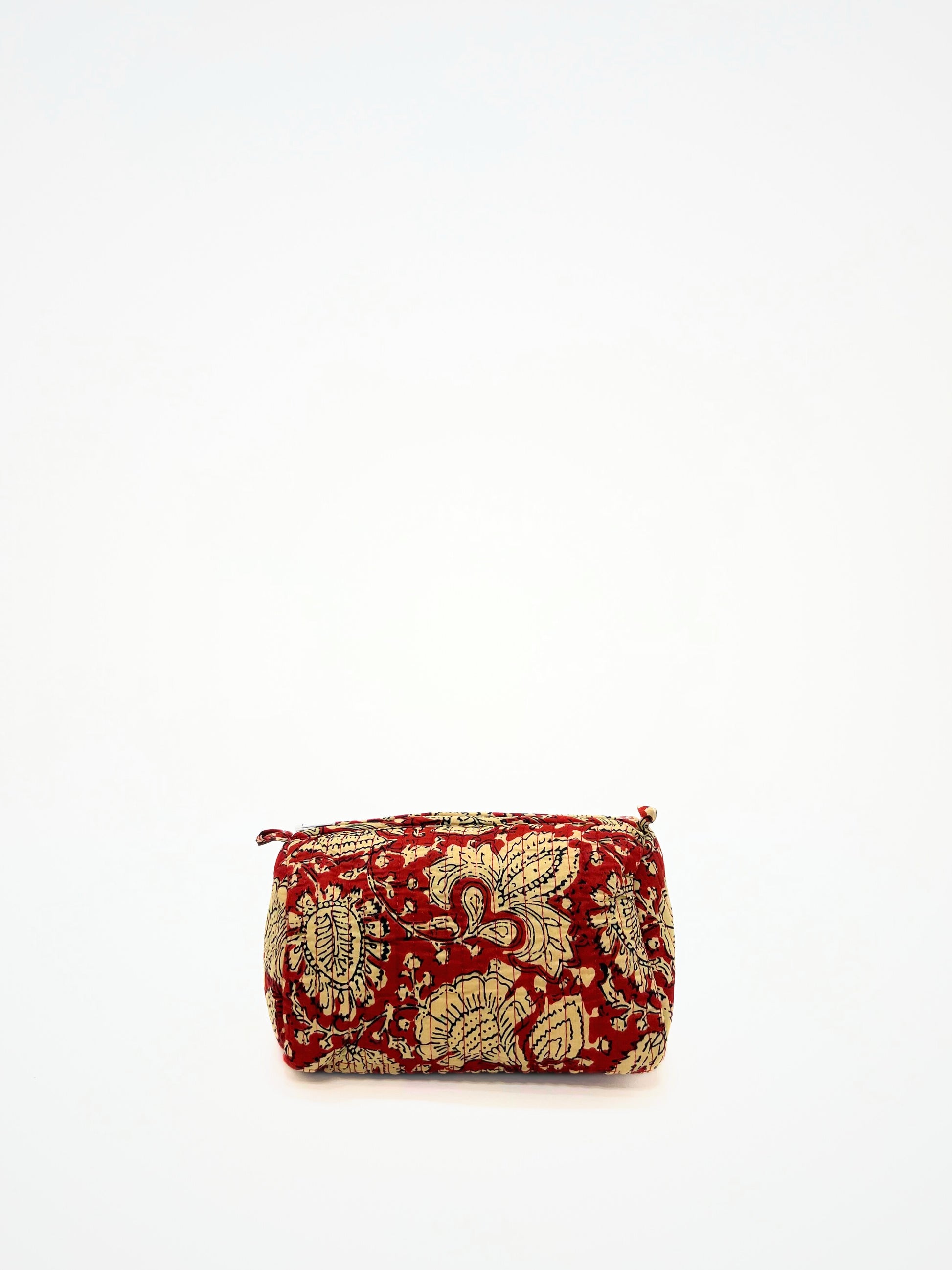 Beauty Case In Cotone Stampato Rosso, Printed Cotton Red Beauty Case