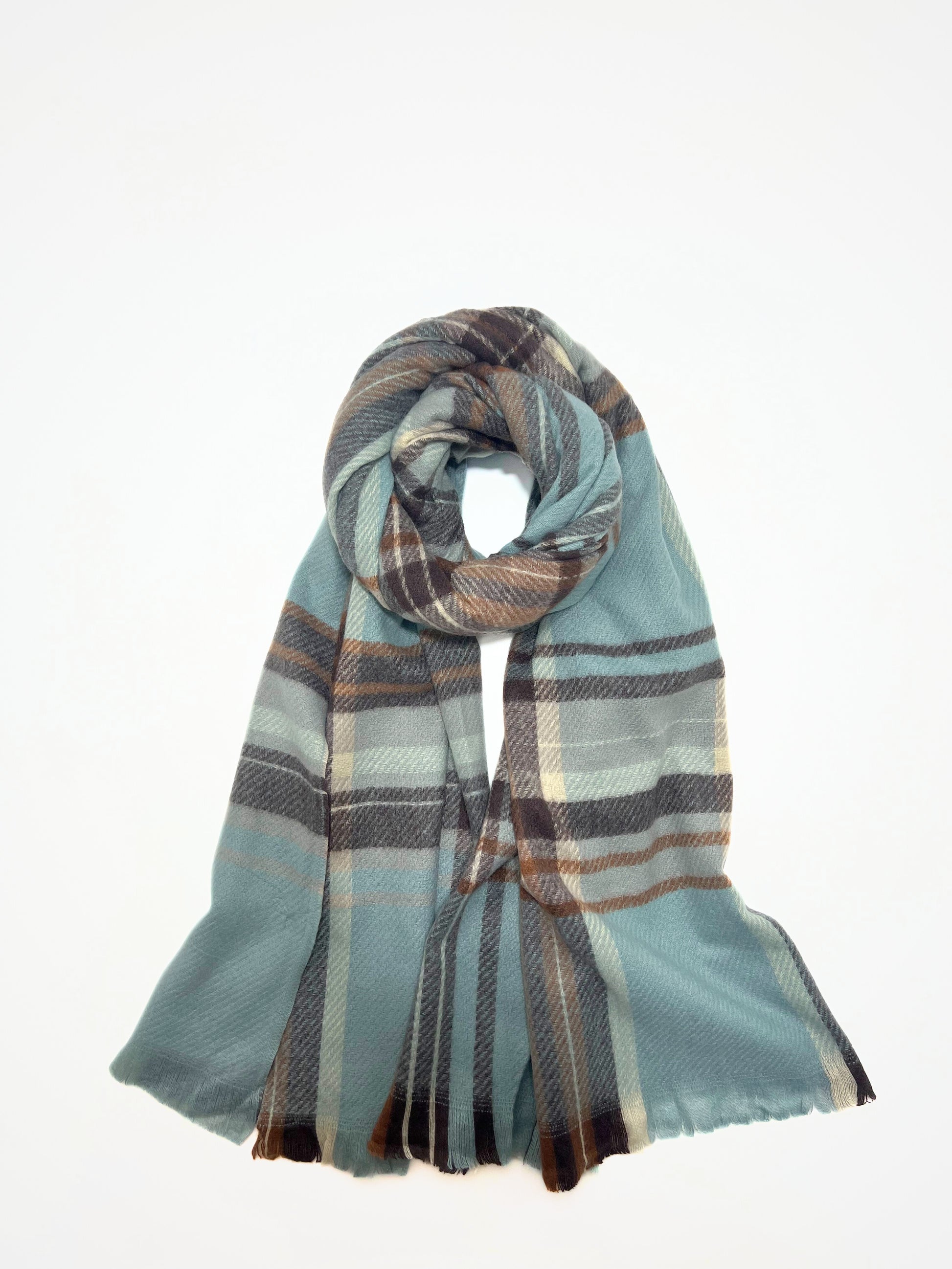 Sciarpa Invernale Tartan Azzurro Pastello