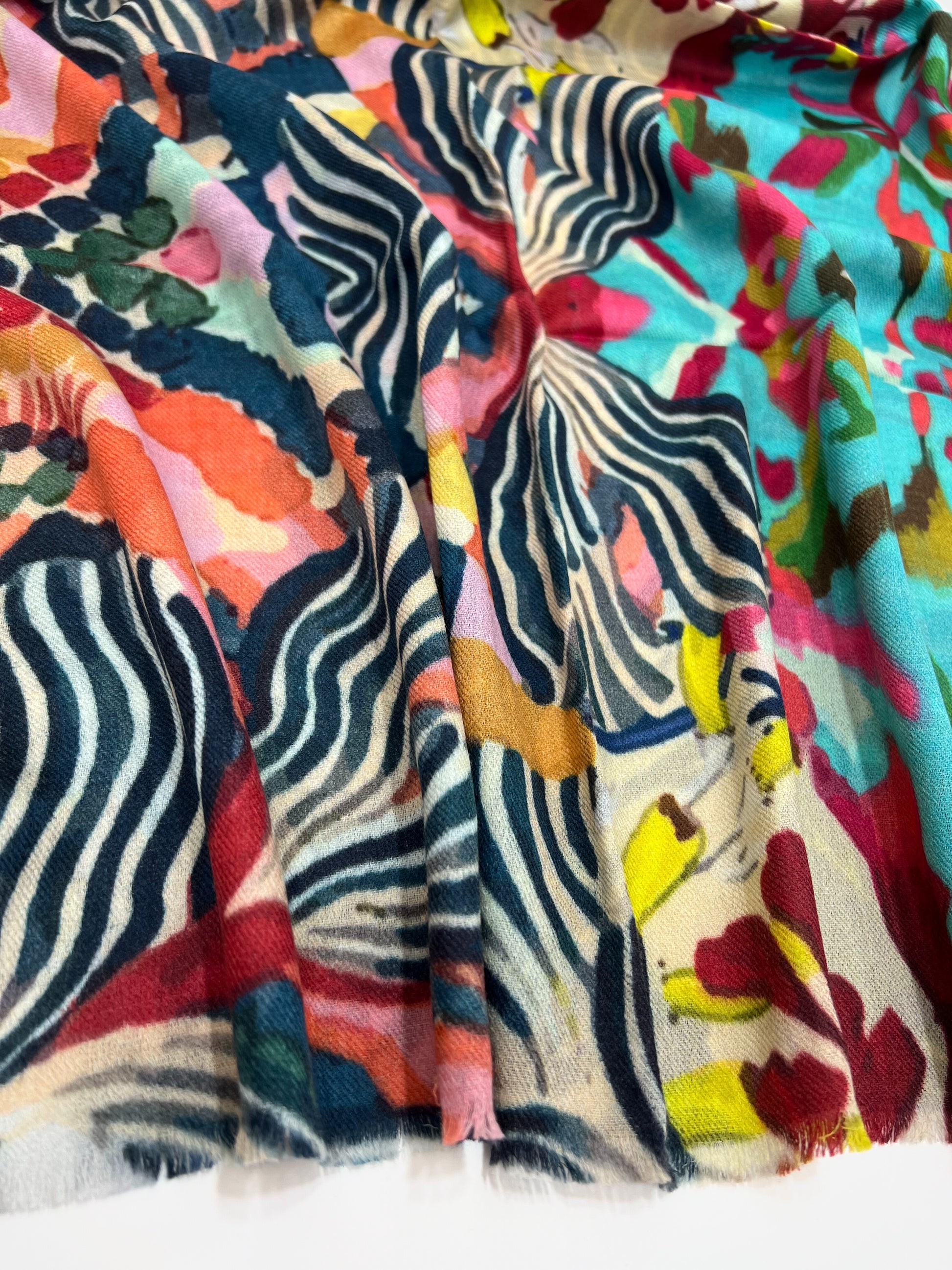 Sciarpa In Cashmere Stampata Multicolore, Printed Cashmere Scarf Multicolor