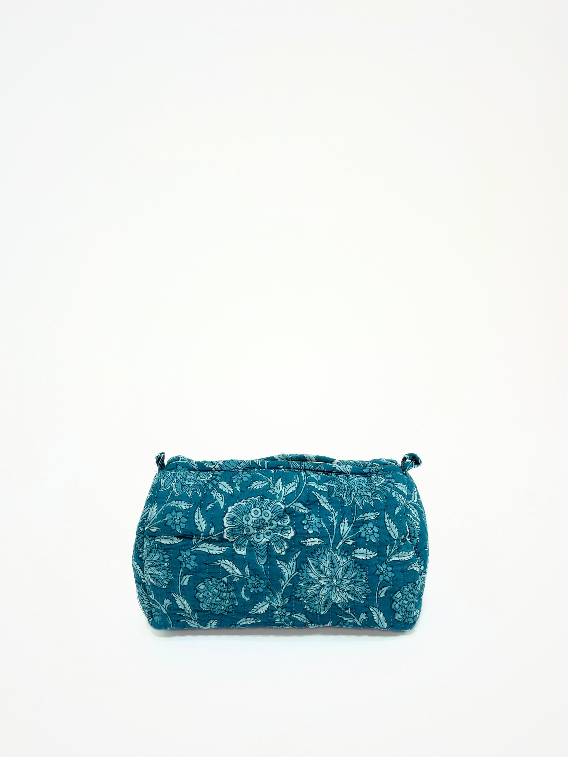 Beauty Case In Cotone Stampato Azzurro, Printed Cotton Sky Blue Beauty Case