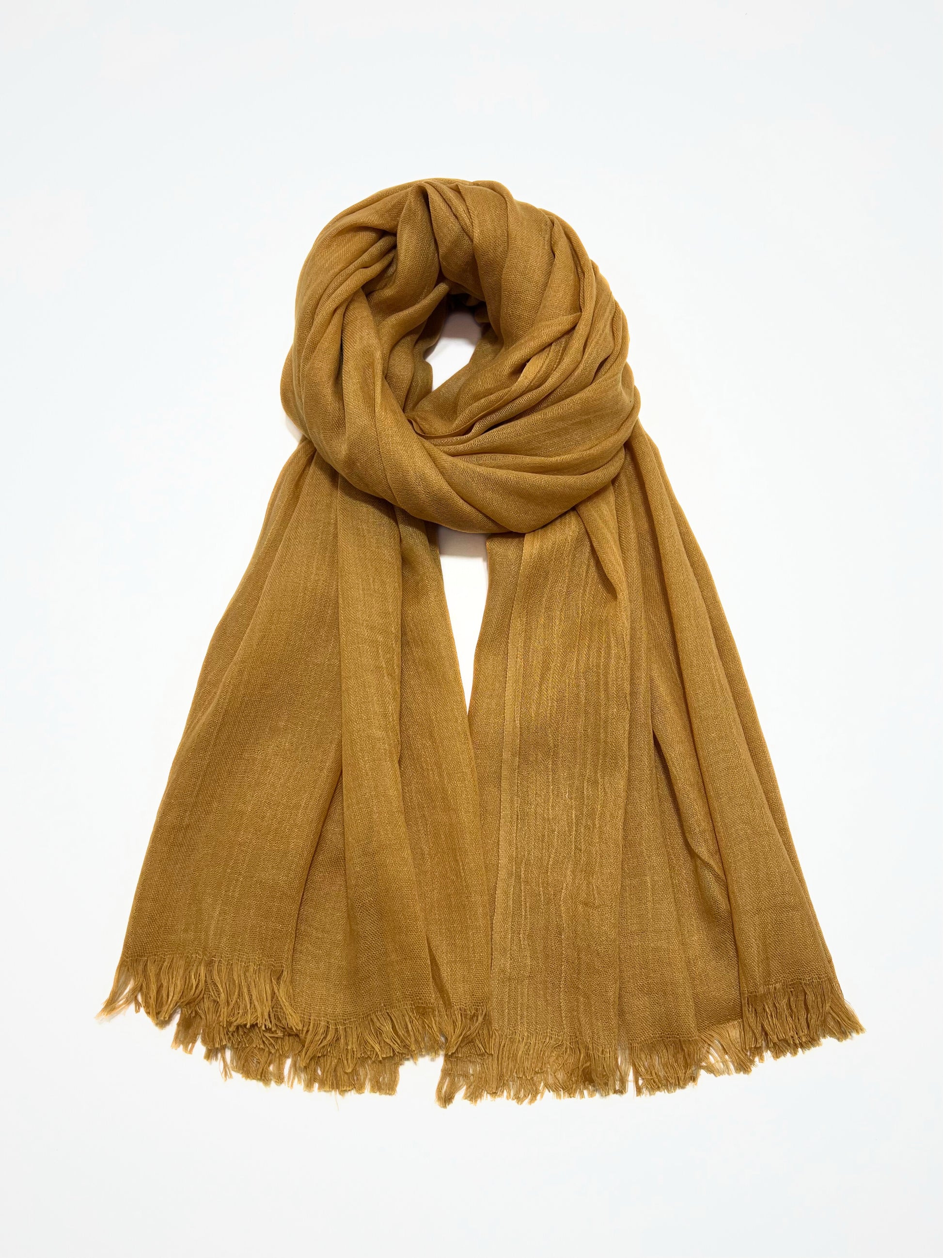 Sciarpa Viscosa Modal Morbida Giallo Ocra, Viscose And Modal Scarf Yellow Ochre