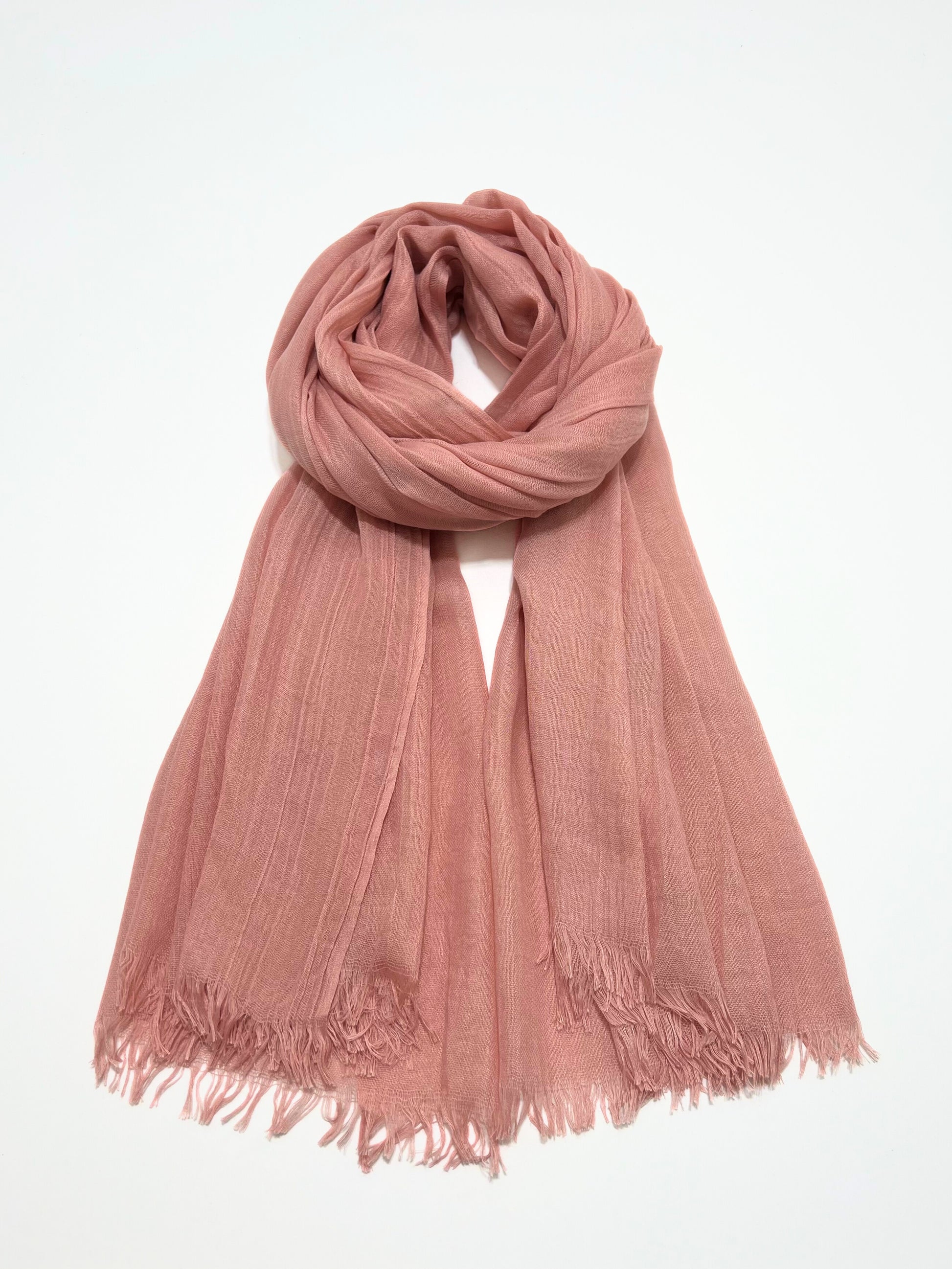 Sciarpa In Viscosa E Modal Rosa Salmone, Viscose And Modal Scarf Salmon Pink