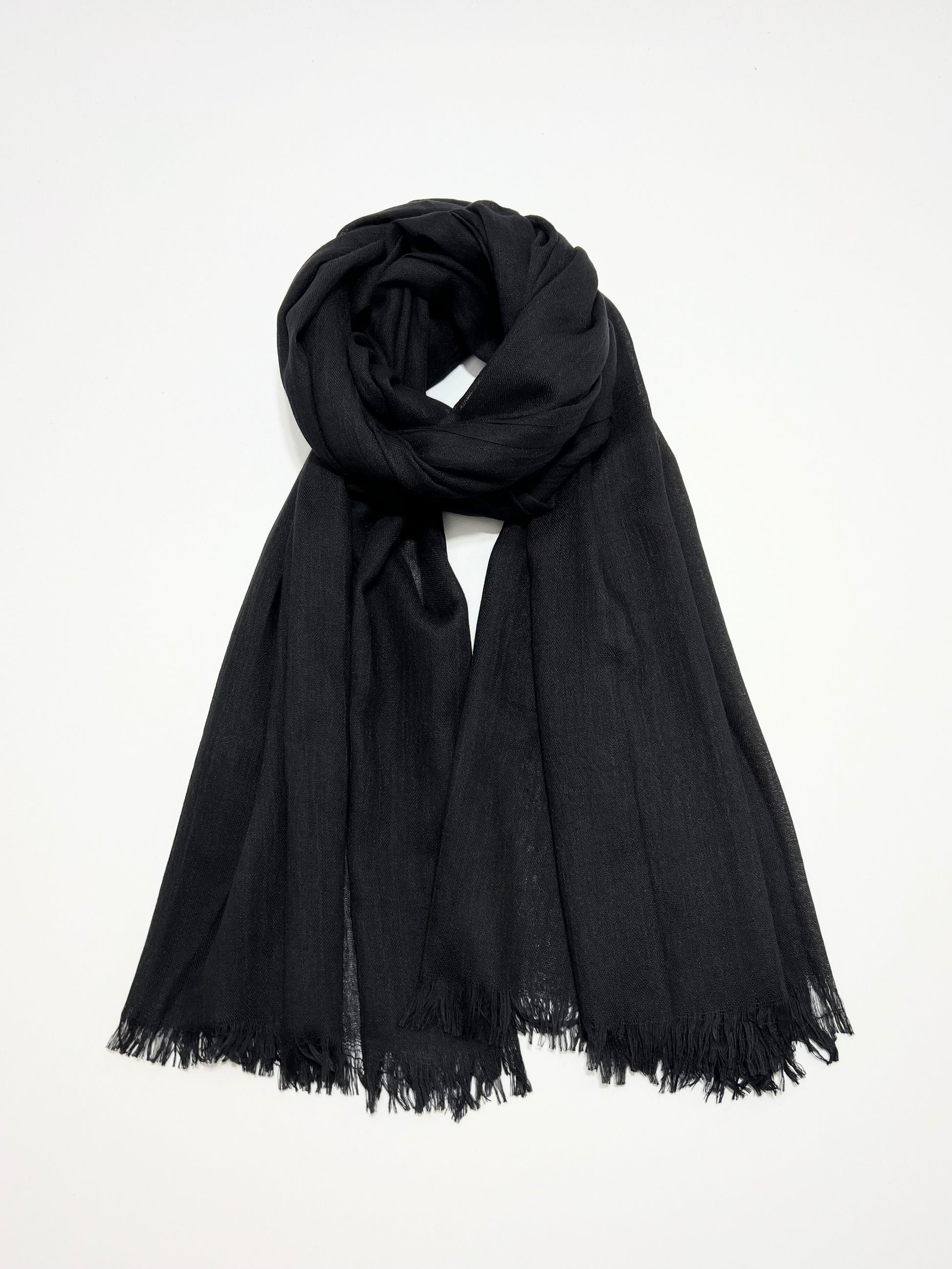 Sciarpa In Viscosa E Modal Nero, Viscose And Modal Scarf Black