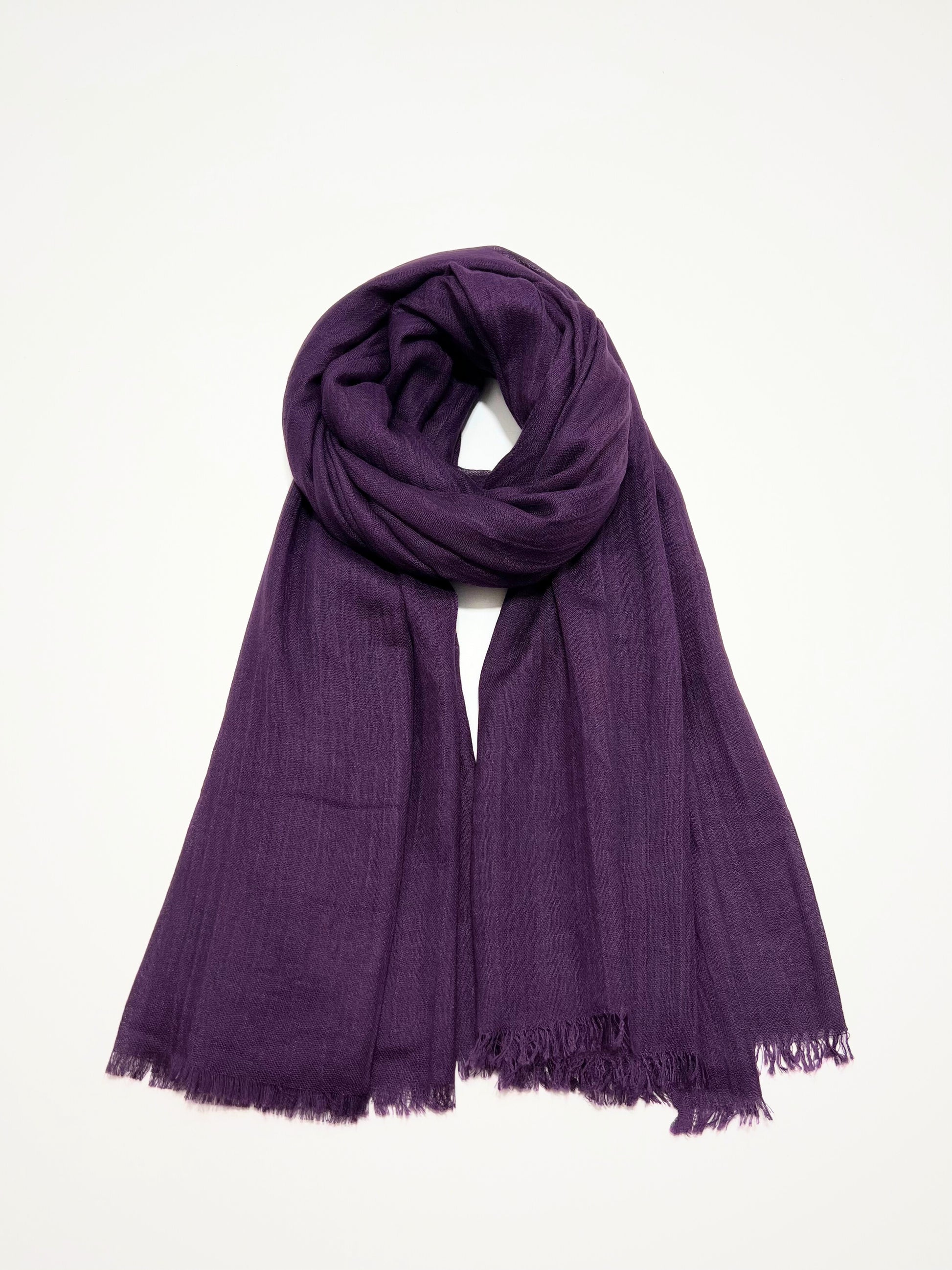 Sciarpa In Viscosa E Modal Viola Prugna, Viscose And Modal Scarf Plum